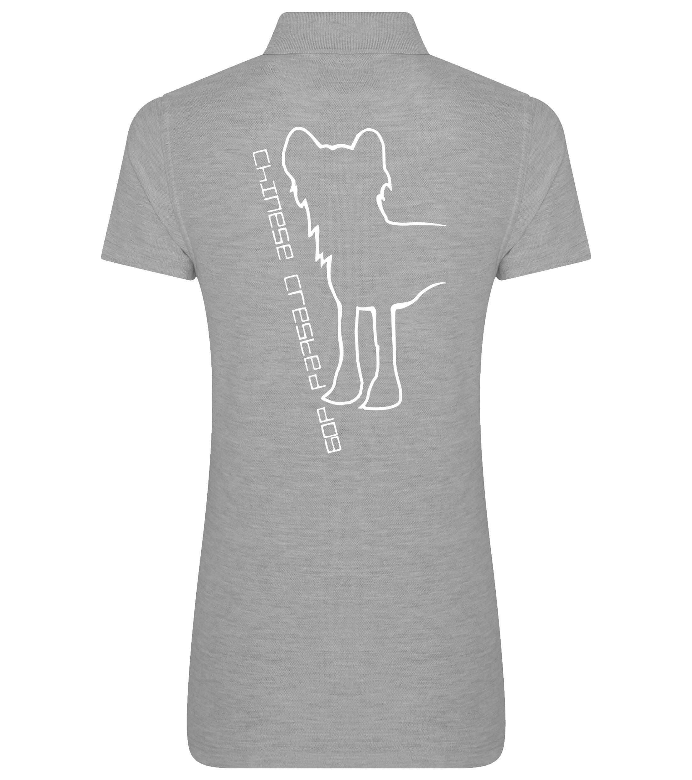 Women’s Cotton Polo with Chinese Crested Dog Breed Design – Style for Chinese Crested Enthusiasts