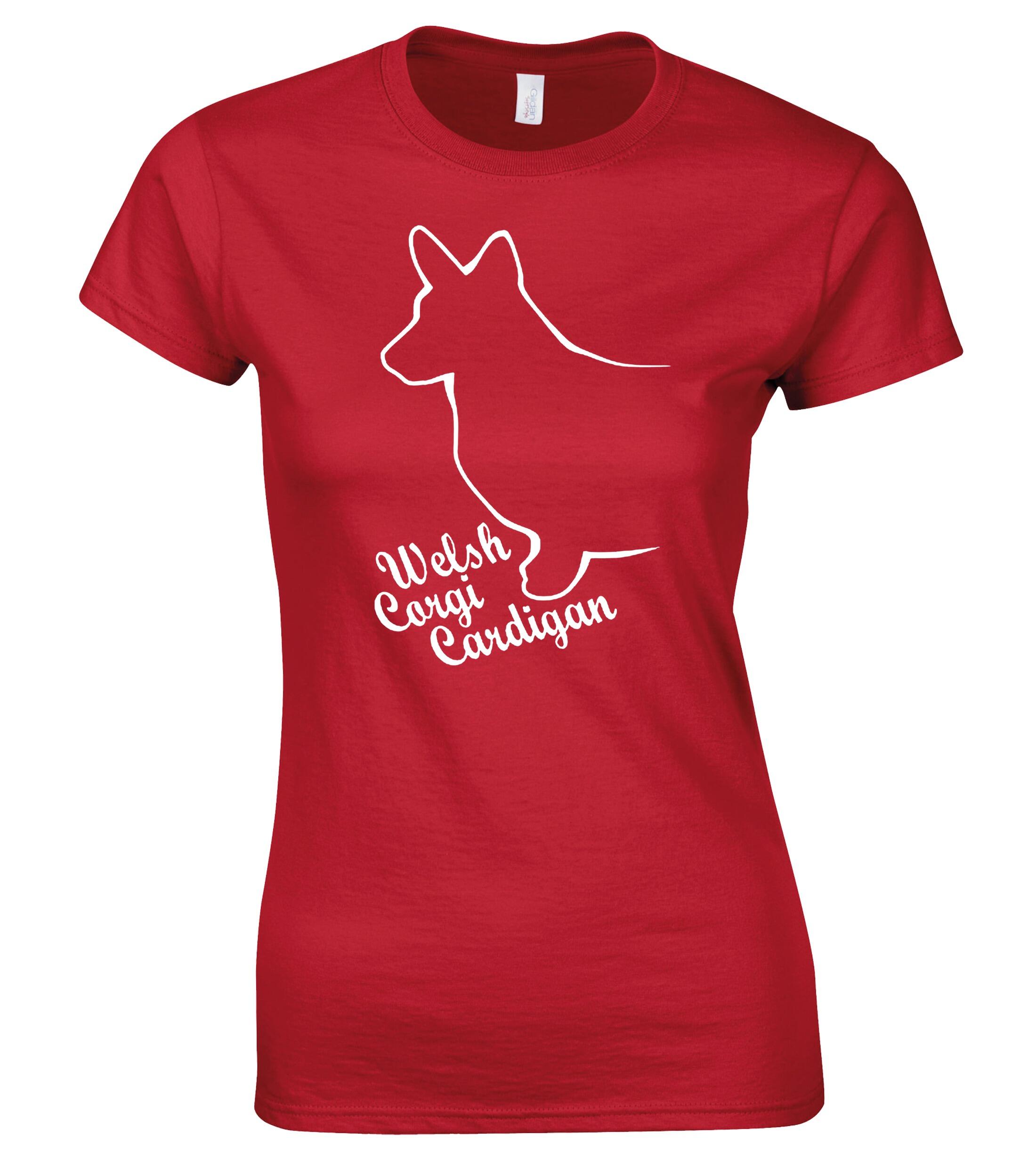 Female Roundneck T-shirt with Corgi Cardigan (Welsh) Dog Breed Design – Perfect for Corgi Enthusiasts