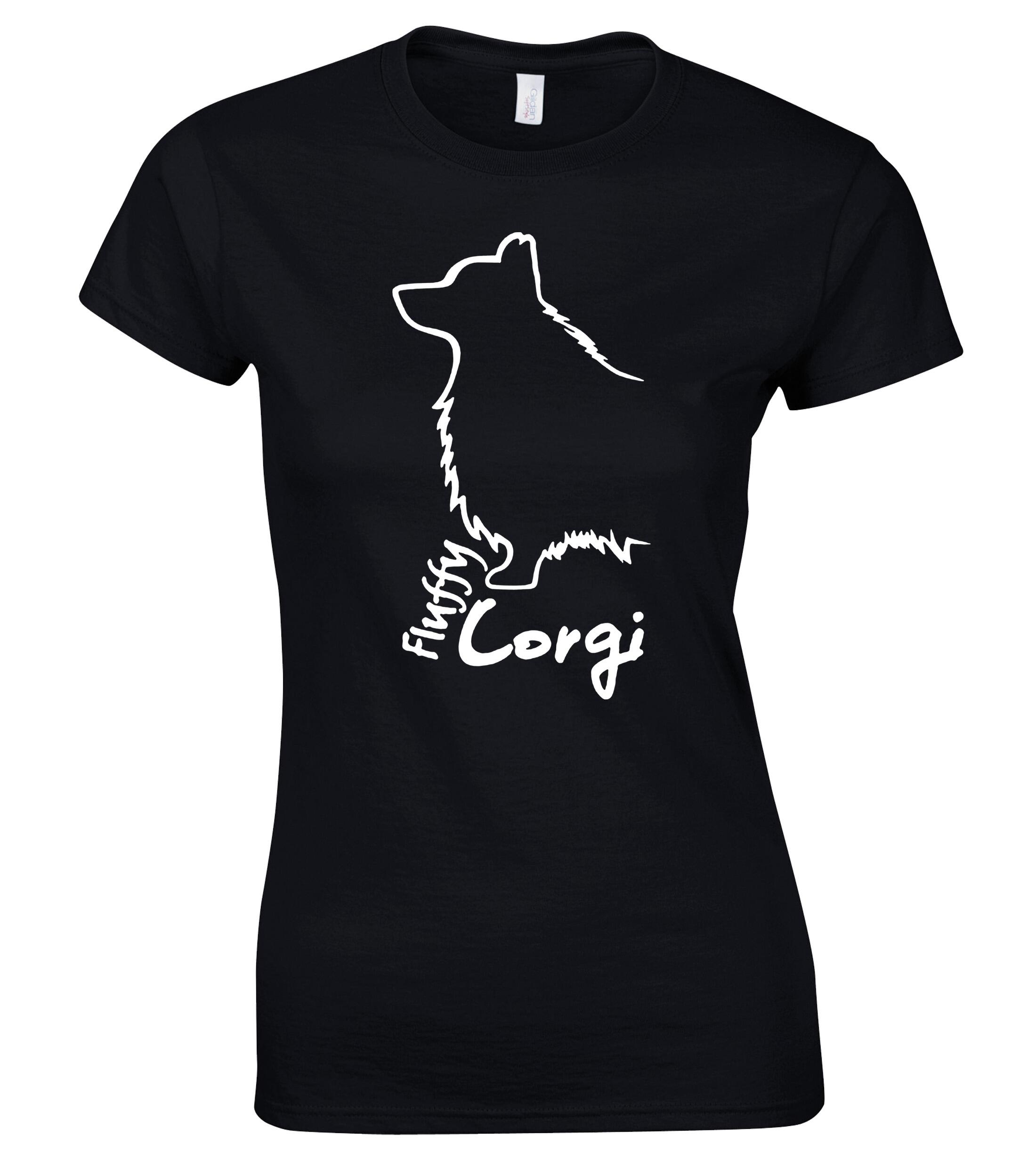 Female Roundneck T-shirt with Corgi Fluffy Dog Breed Design – Perfect for Corgi Fluffy Enthusiasts