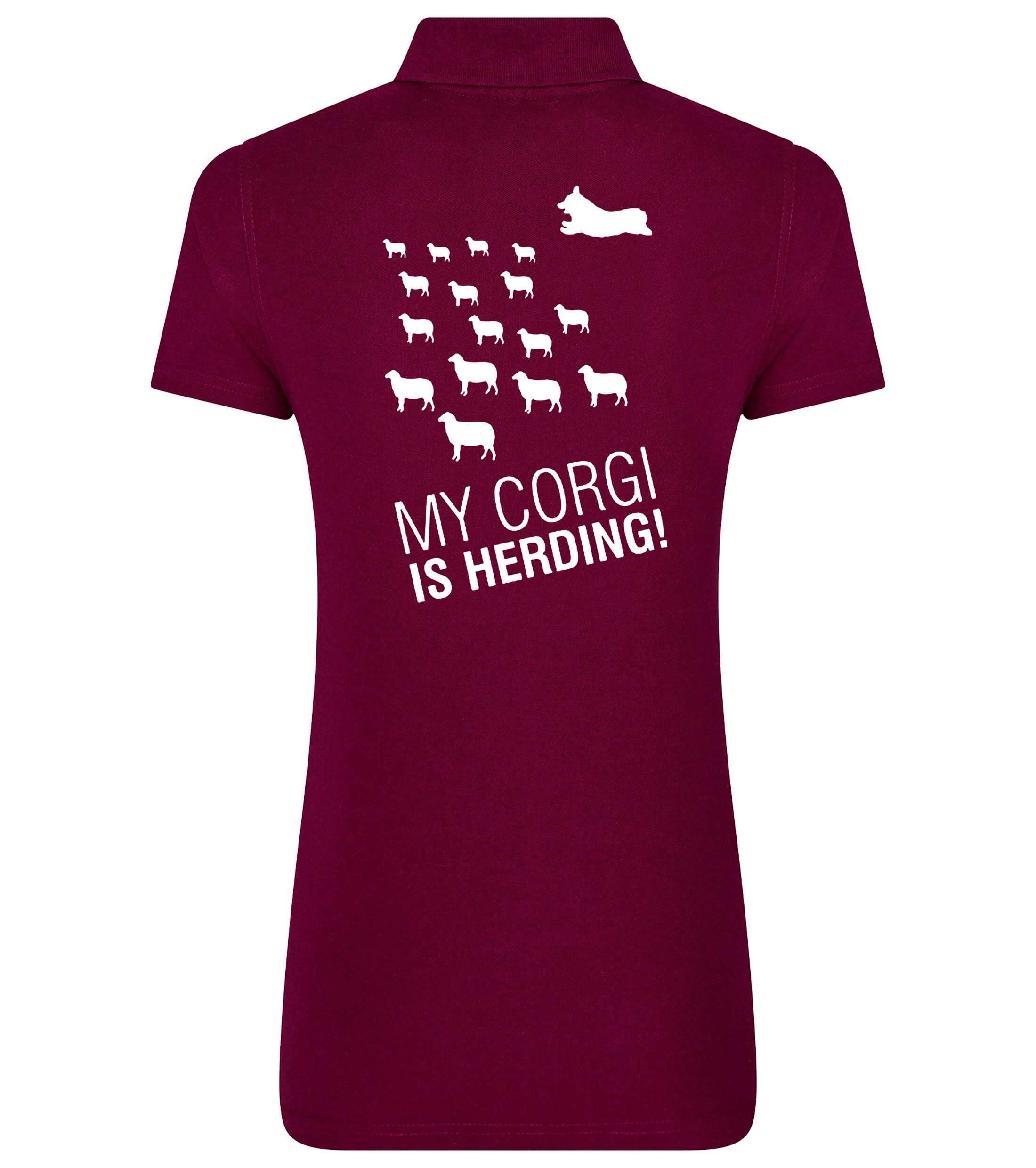 Women’s Cotton Polo with Corgi Herding Dog Breed Design – Elegance for Corgi Herding Enthusiasts