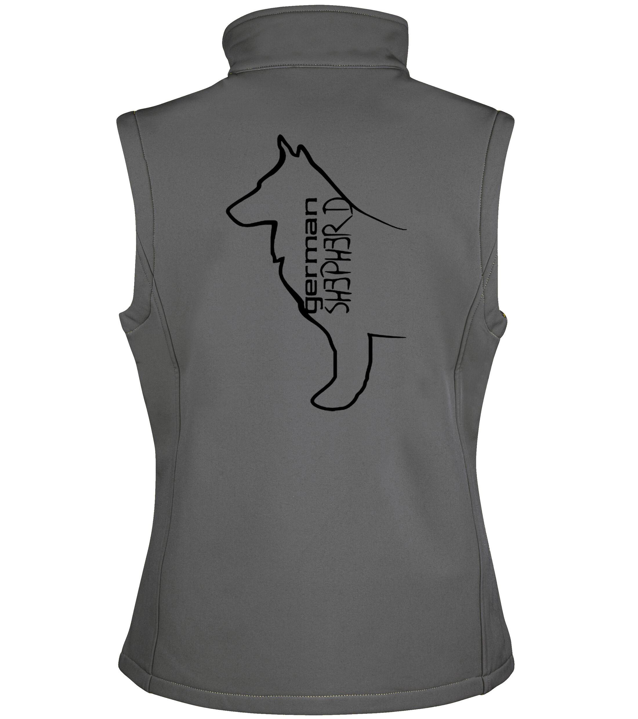 German Shepherd Outline Unisex Softshell Gilet – Functional Style for German Shepherd Enthusiasts