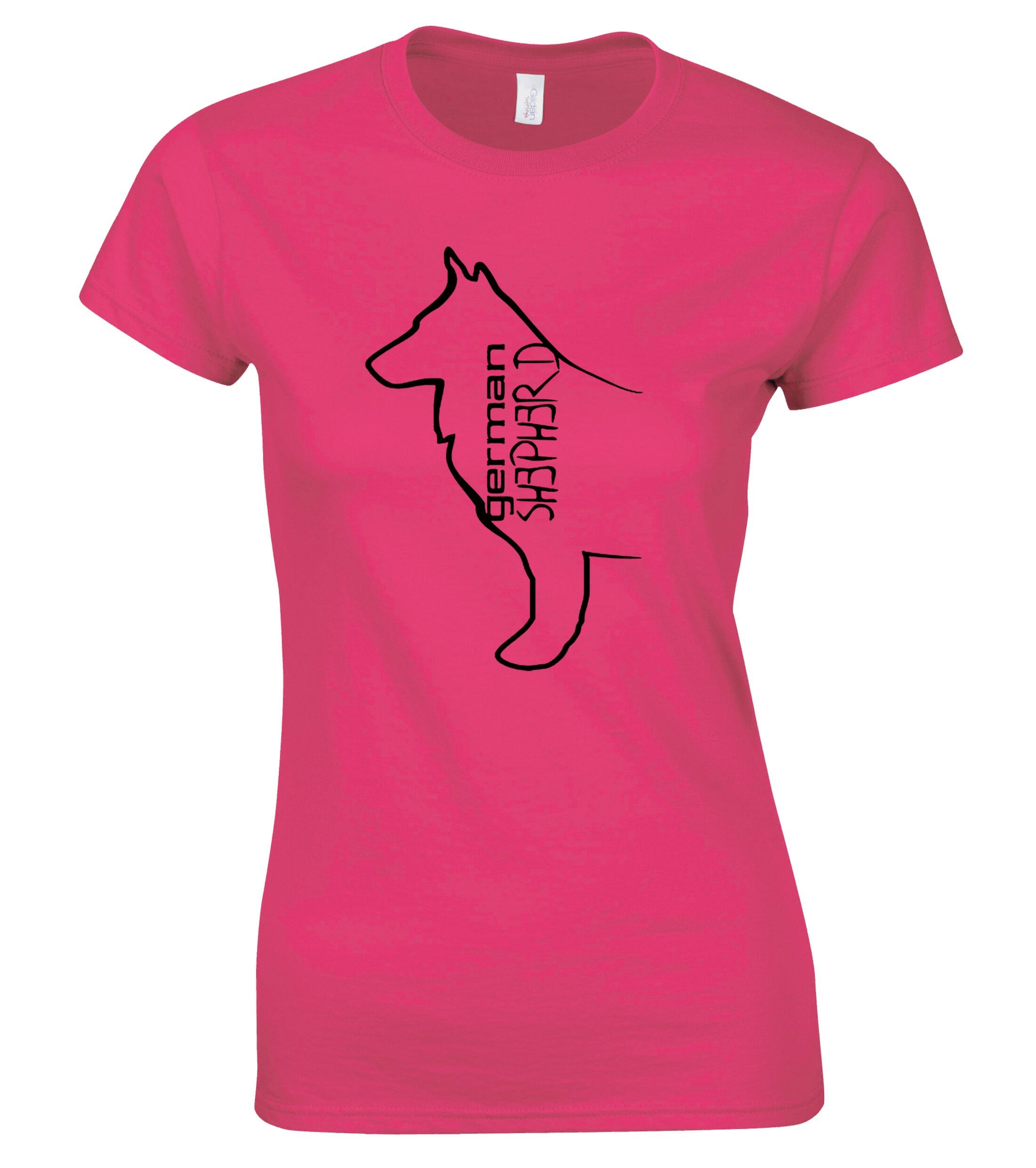 German Shepherd Outline Female Roundneck T-shirt – Style for Every Shepherd Enthusiast