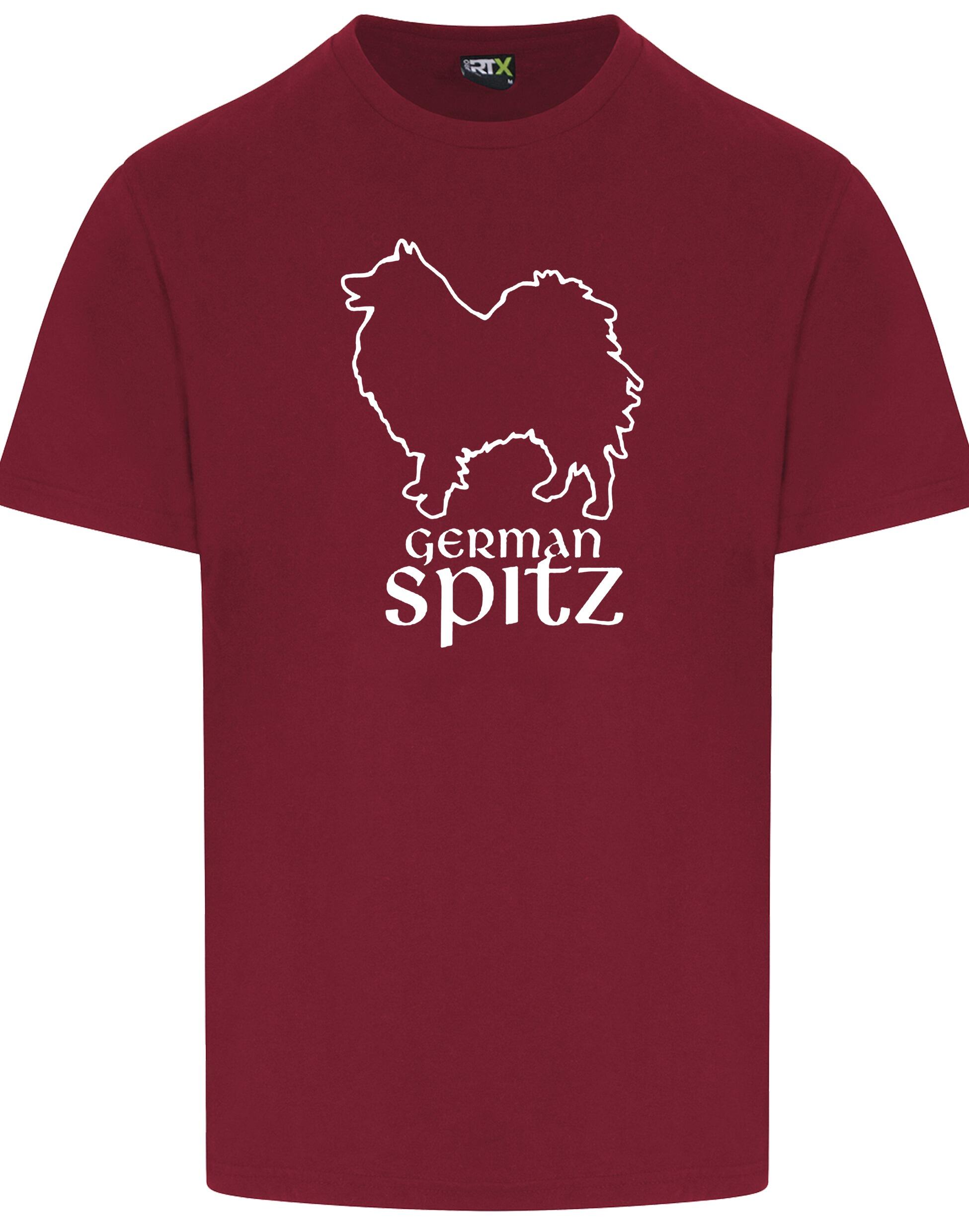 German Spitz Unisex Roundneck T-shirt featuring a vibrant dog breed design, crafted from breathable cotton with a relaxed unisex fit, perfect for dog lovers and German Spitz enthusiasts.