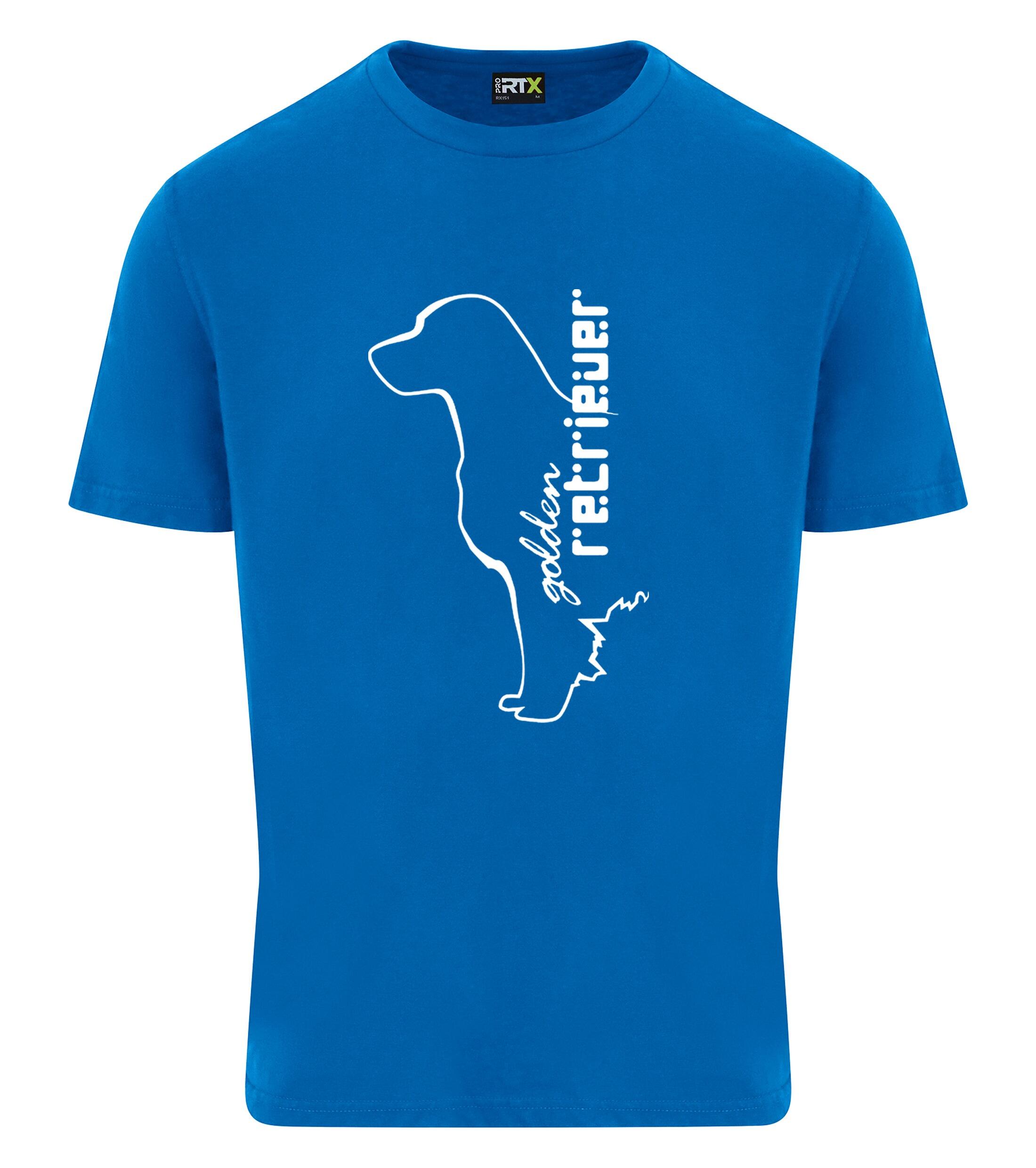 Unisex Roundneck T-shirt with a detailed Golden Retriever graphic, crafted from soft cotton for breathable comfort and featuring a relaxed, versatile fit suitable for all genders.