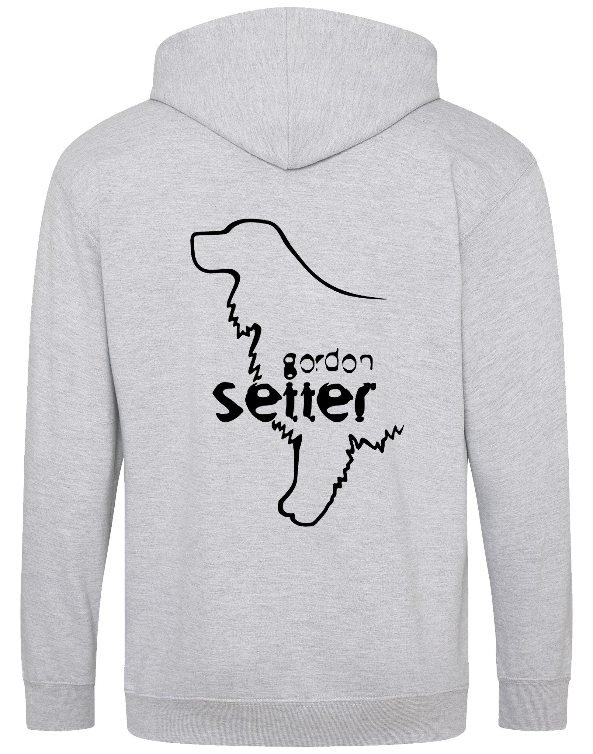 Zipped hoodie featuring exclusive Gordon Setter design, full-zip closure, brushed fleece interior, and practical front pockets for added warmth and style.