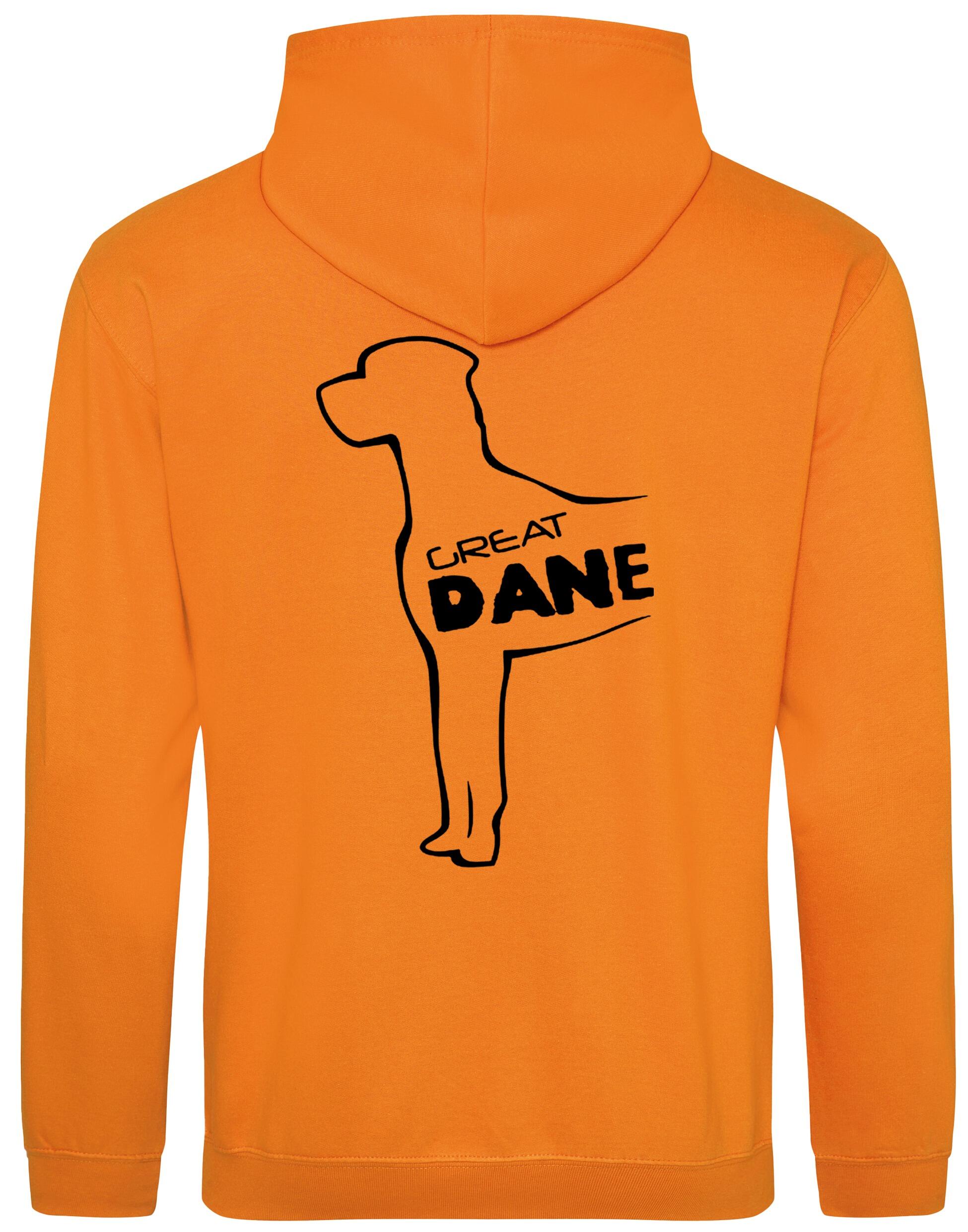 Pullover hoodie featuring exclusive Great Dane artwork, crafted from heavy-blend fabric with fleece lining, kangaroo pocket, and customizable design options.