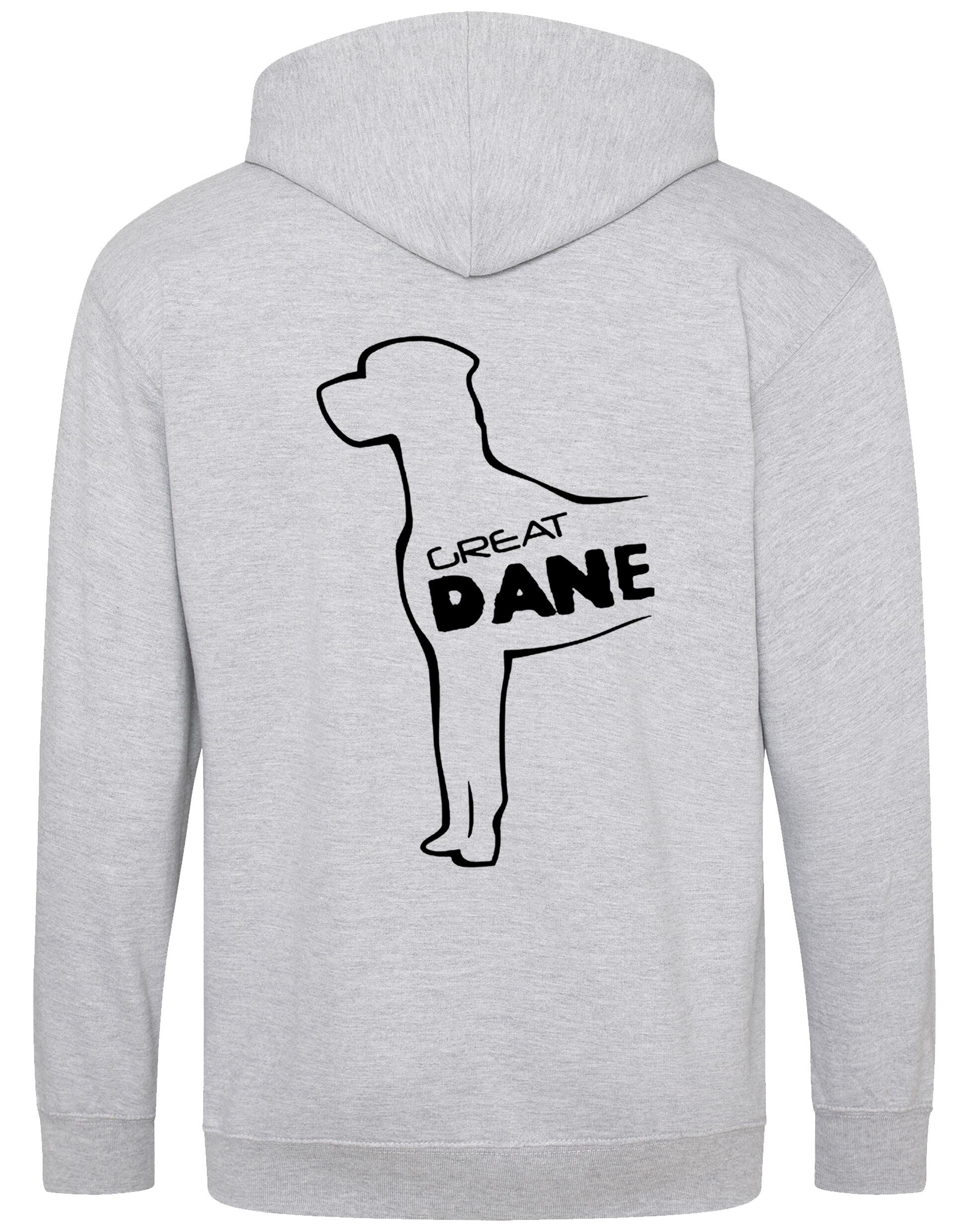 Zipped hoodie featuring exclusive Great Dane artwork, crafted from heavy-blend fabric with a brushed fleece interior, full-zip closure, and spacious front pockets.