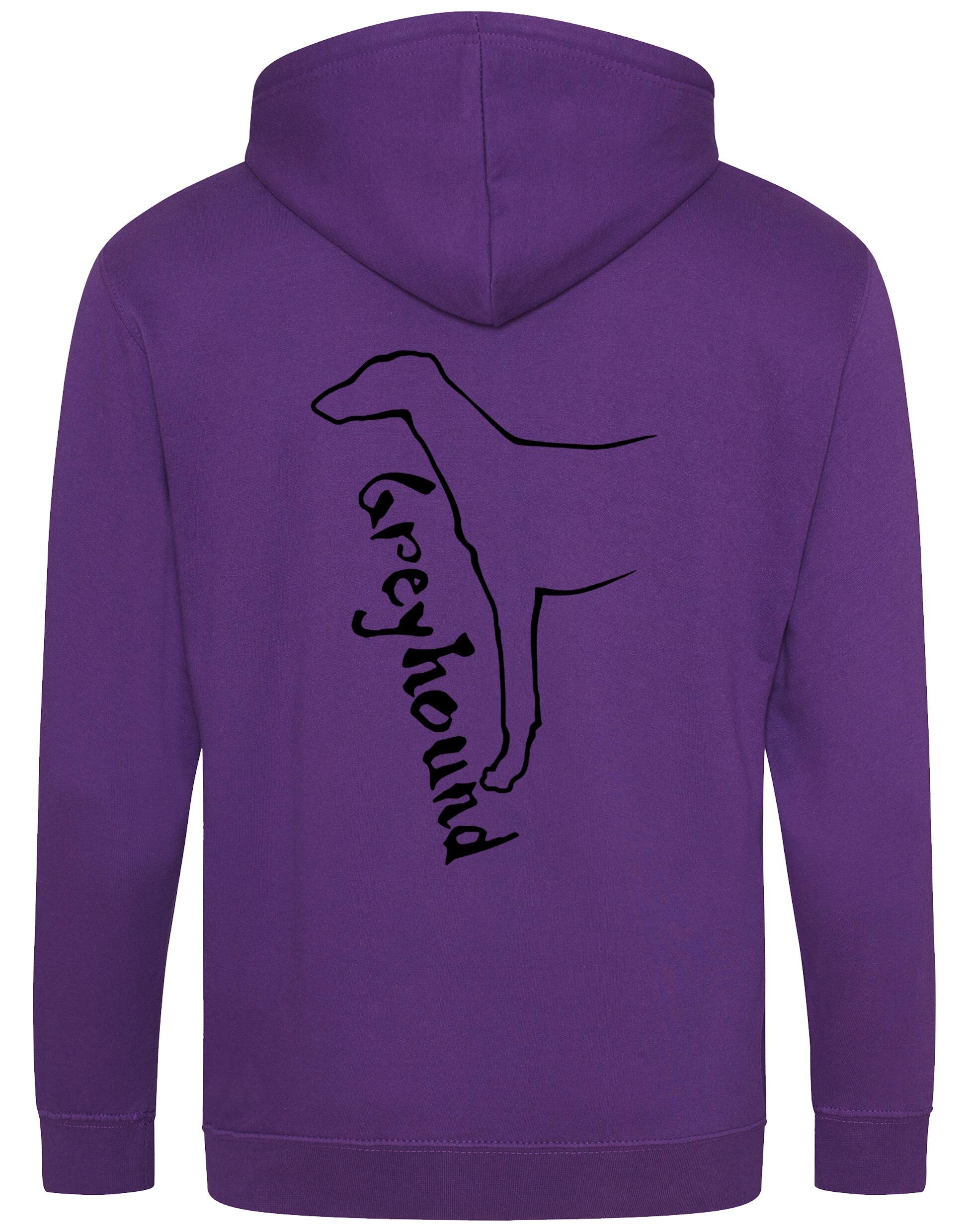 Greyhound zipped hoodie featuring exclusive breed design, cozy brushed fleece interior, full-zip closure, and personalization options, ideal for dog lovers.
