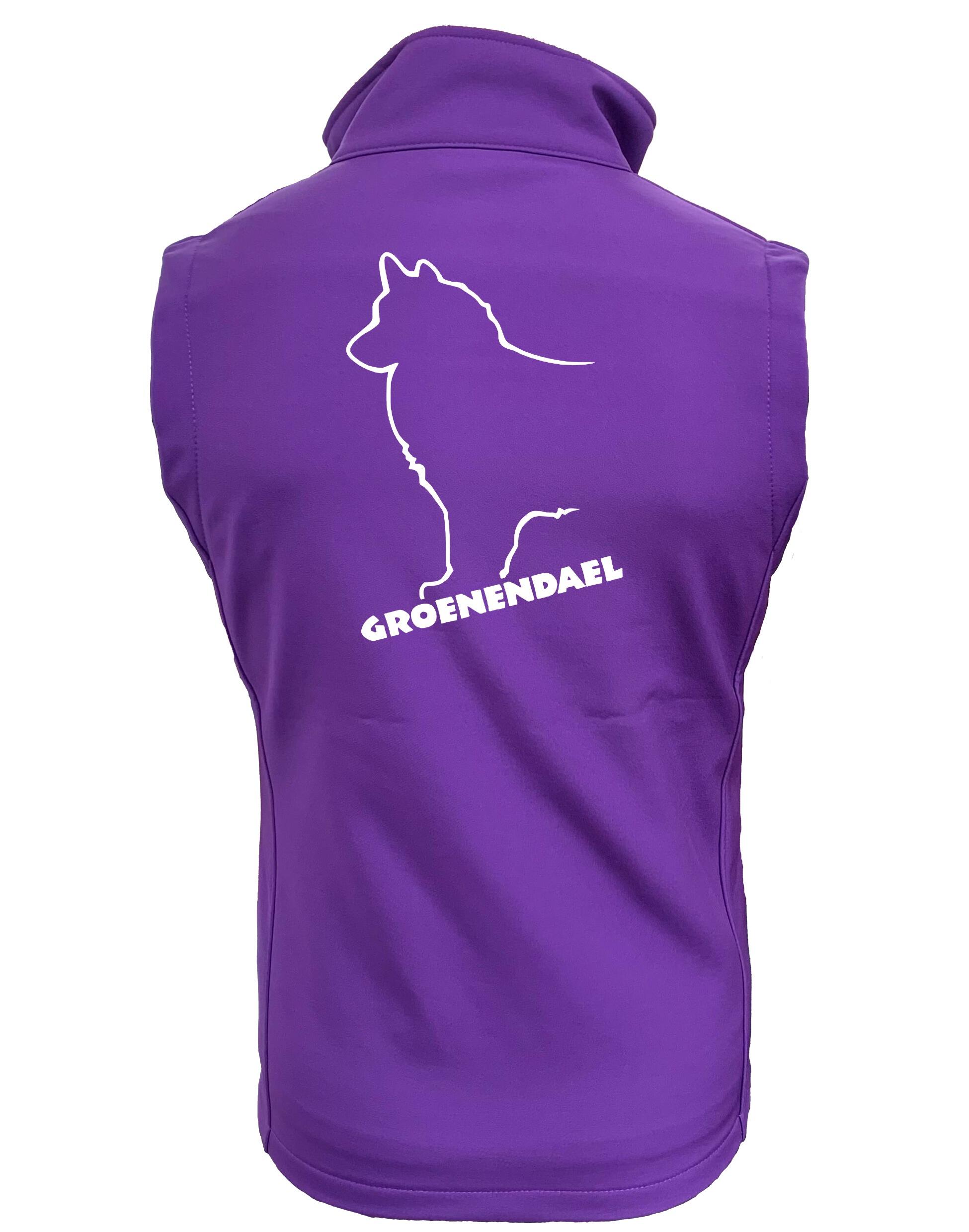 Unisex softshell jacket featuring exclusive Groenendael design with water-resistant fabric and fleece lining for outdoor comfort.