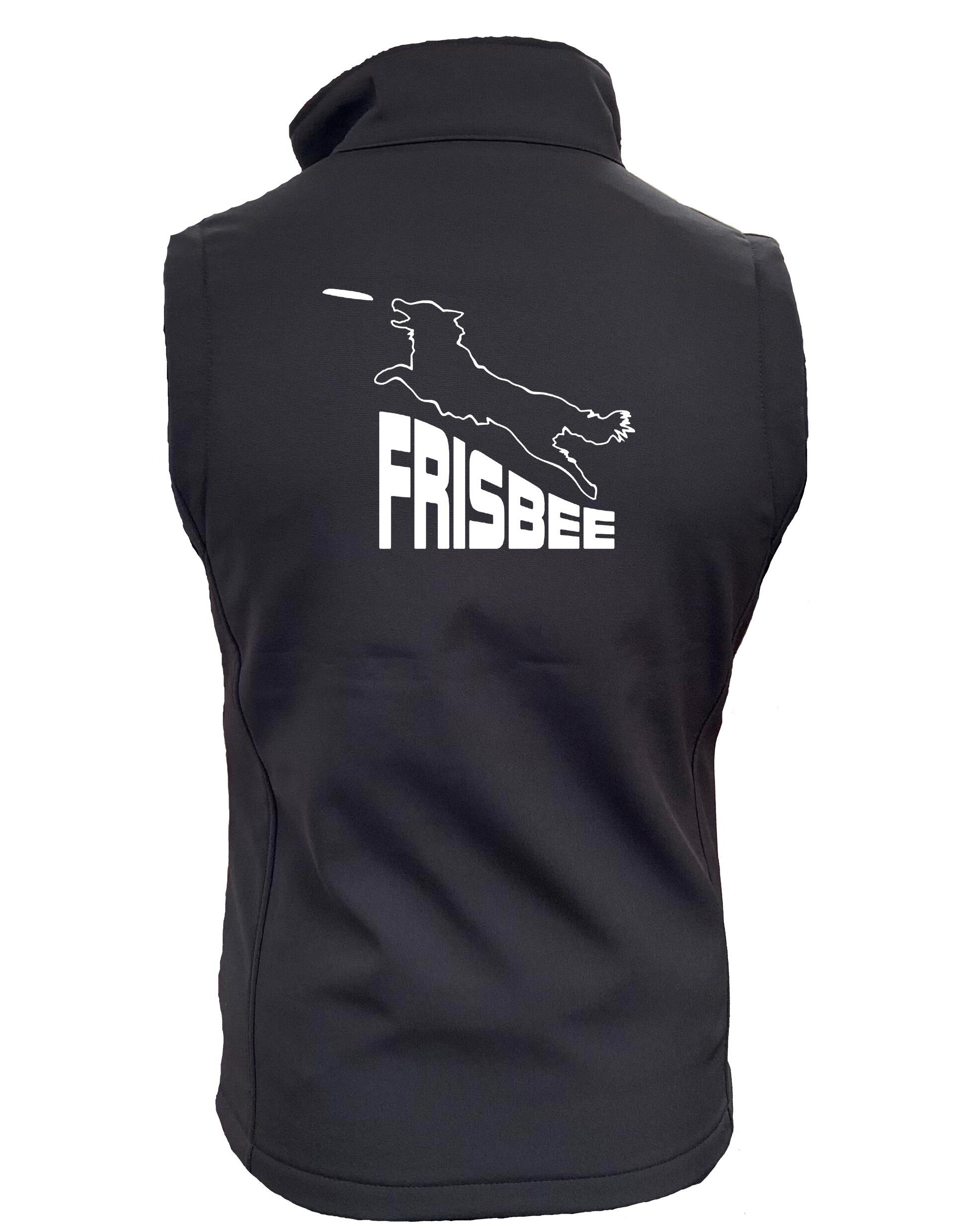 Frisbee Unisex Softshell Gilet – Lightweight, water-resistant gilet with fleece lining and exclusive Frisbee-themed artwork, designed for all genders to combine style and functionality.