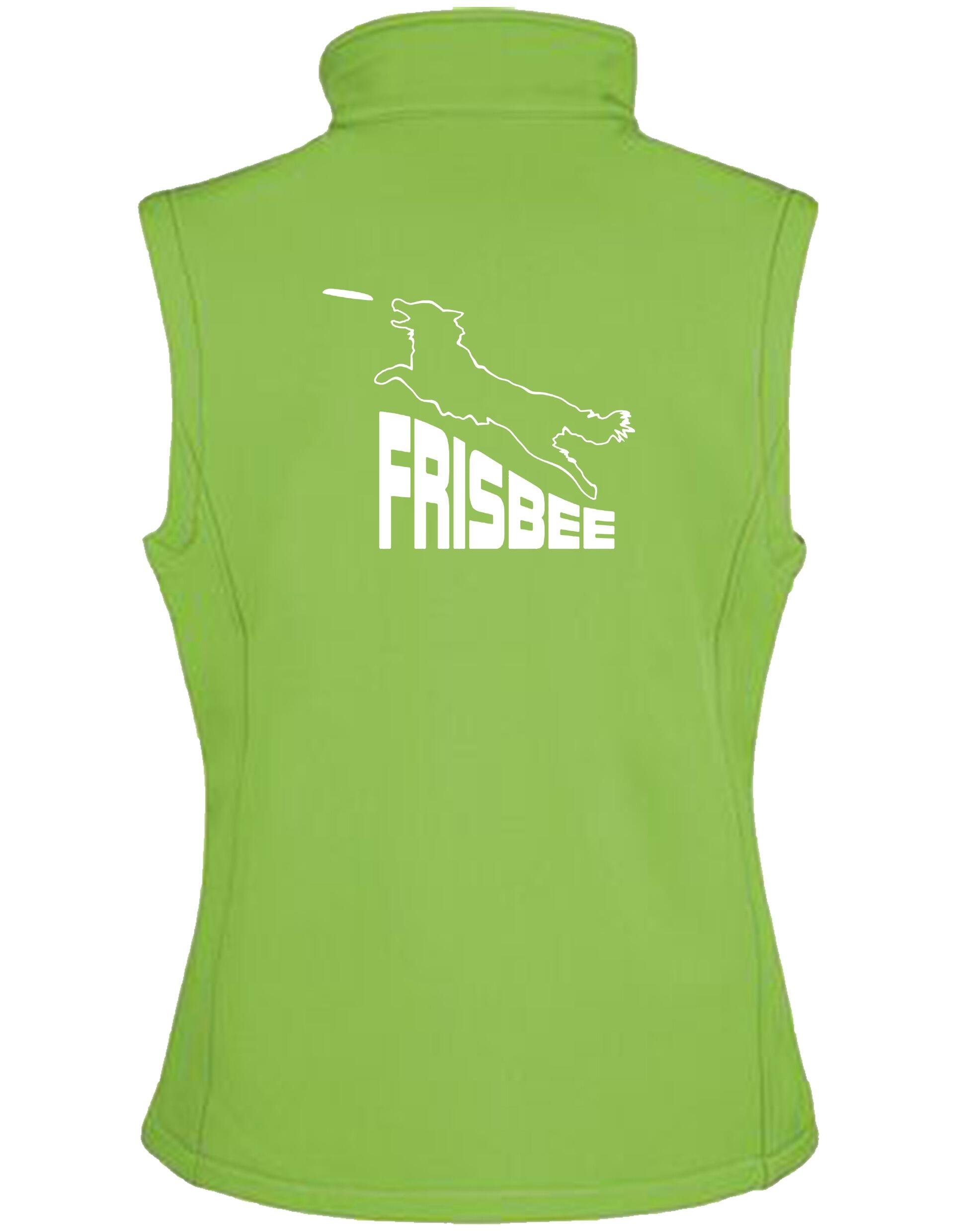 Frisbee Unisex Softshell Gilet – Lightweight, water-resistant gilet with fleece lining and exclusive Frisbee-themed artwork, designed for all genders to combine style and functionality.
