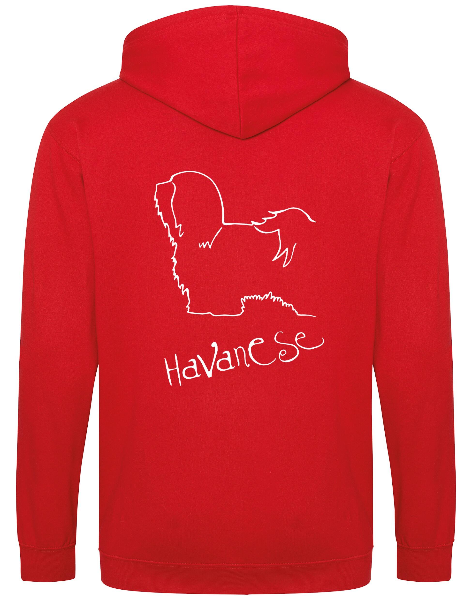 Havanese Zipped Hoodie – Cozy and stylish full-zip hoodie featuring exclusive Havanese artwork, perfect for breed enthusiasts.