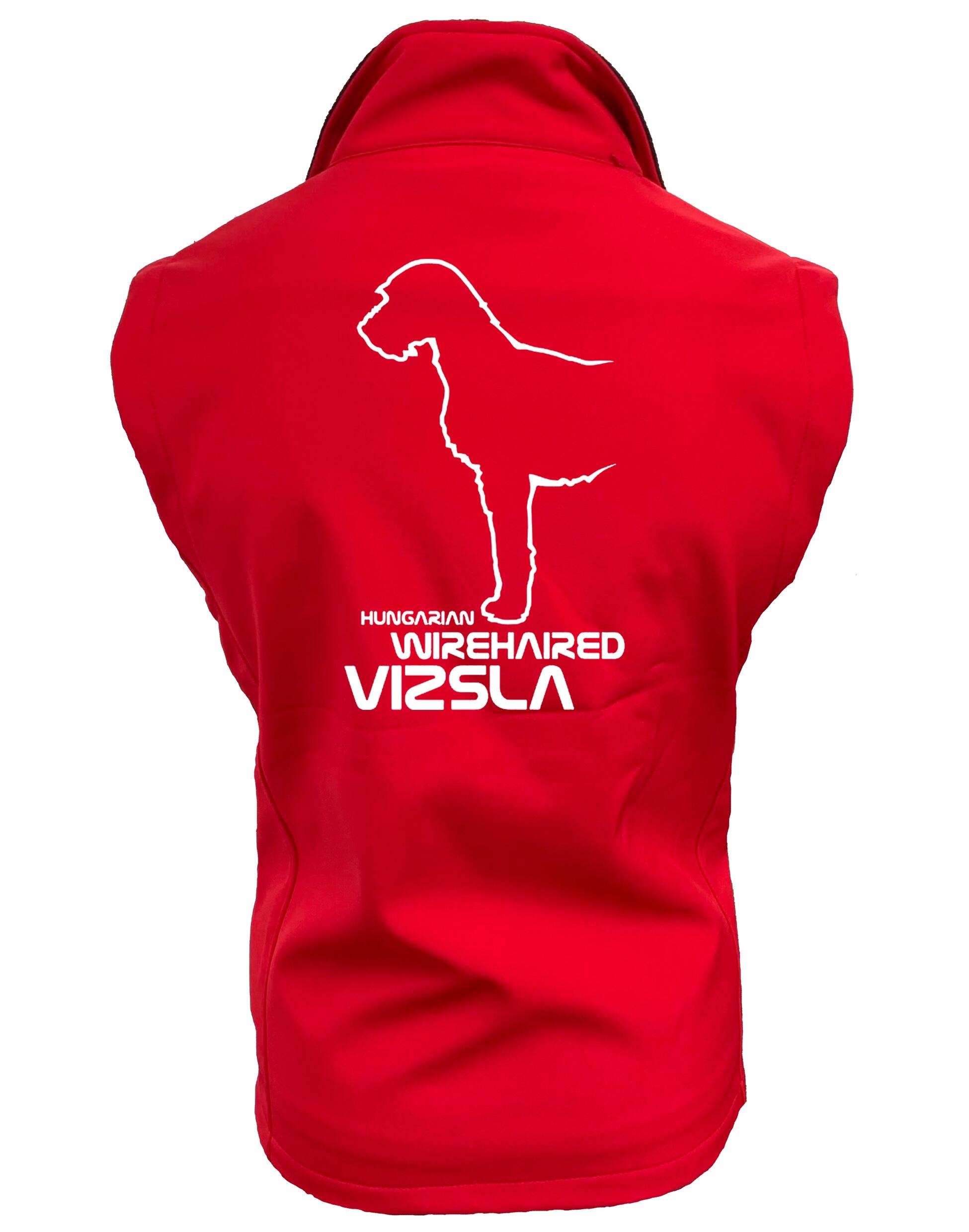 Women's softshell jacket featuring Hungarian Wirehaired Vizsla breed artwork – water-resistant, fleece-lined, perfect for outdoor activities and dog events.