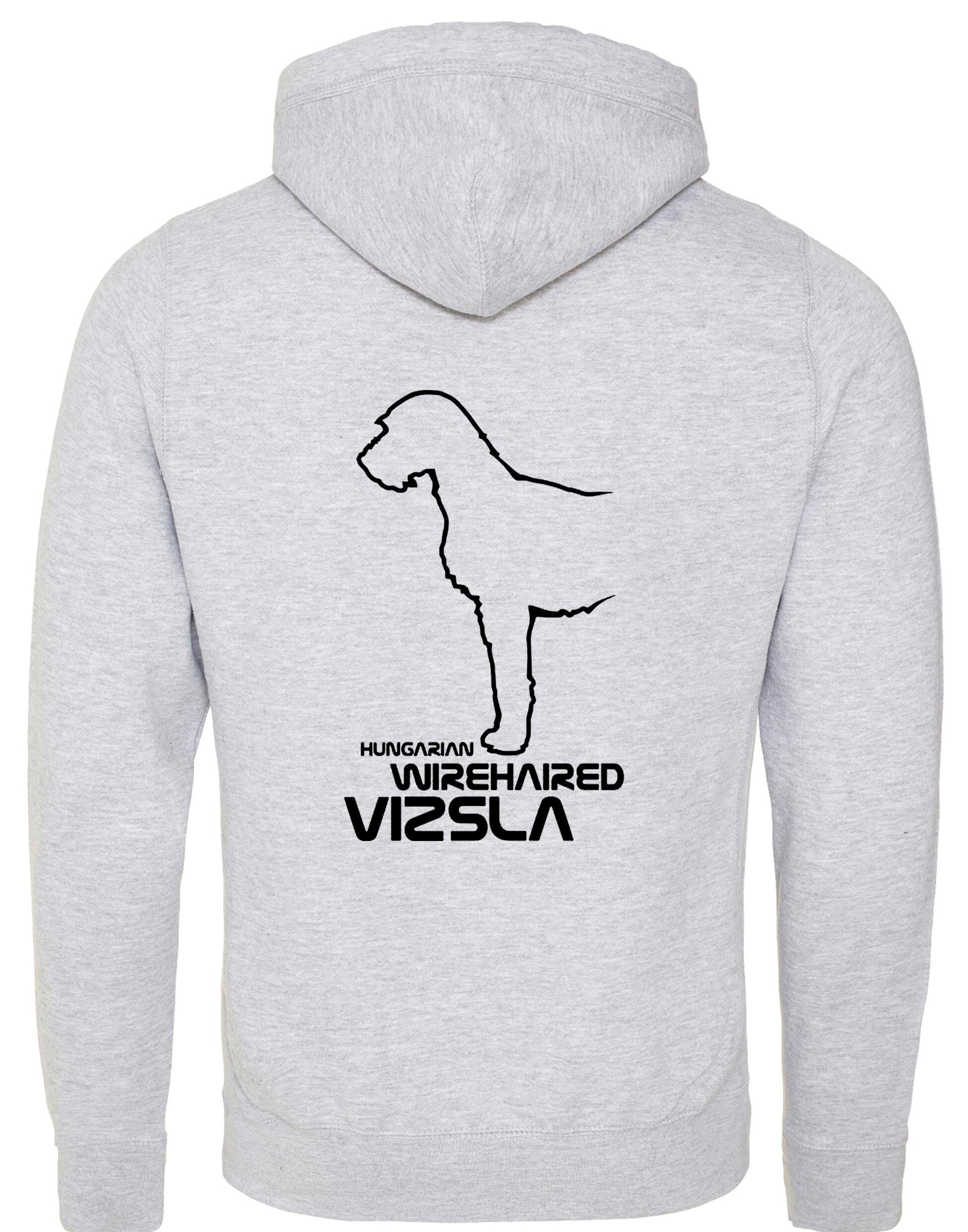 Hungarian Wirehaired Vizsla Crossneck Pullover Hoodie with exclusive breed graphic, modern design, and cozy brushed fleece fabric.