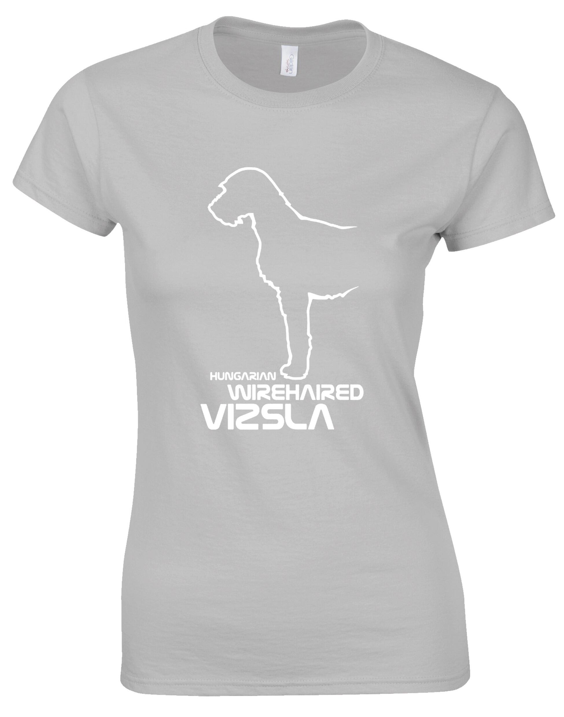 Hungarian Wirehaired Vizsla Female Roundneck T-shirt featuring exclusive breed artwork, premium cotton fabric, and a tailored feminine fit.