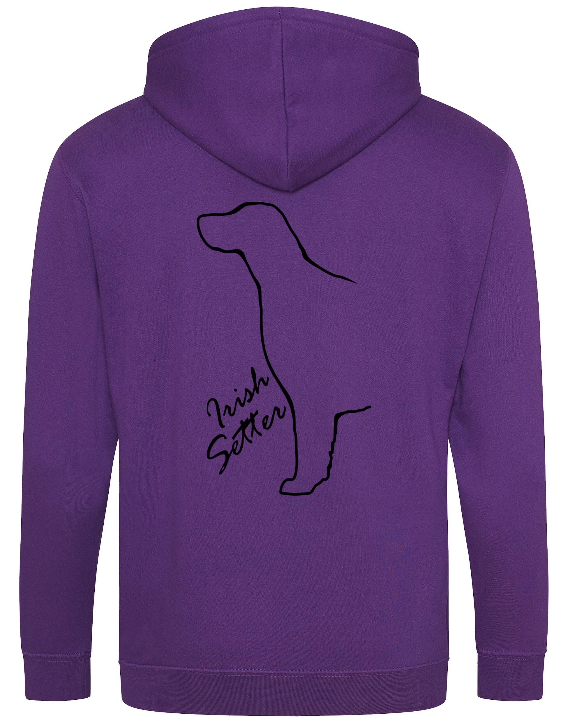 Irish Setter Zipped Hoodie featuring exclusive breed artwork, soft fleece interior, and customizable options for comfort and style.