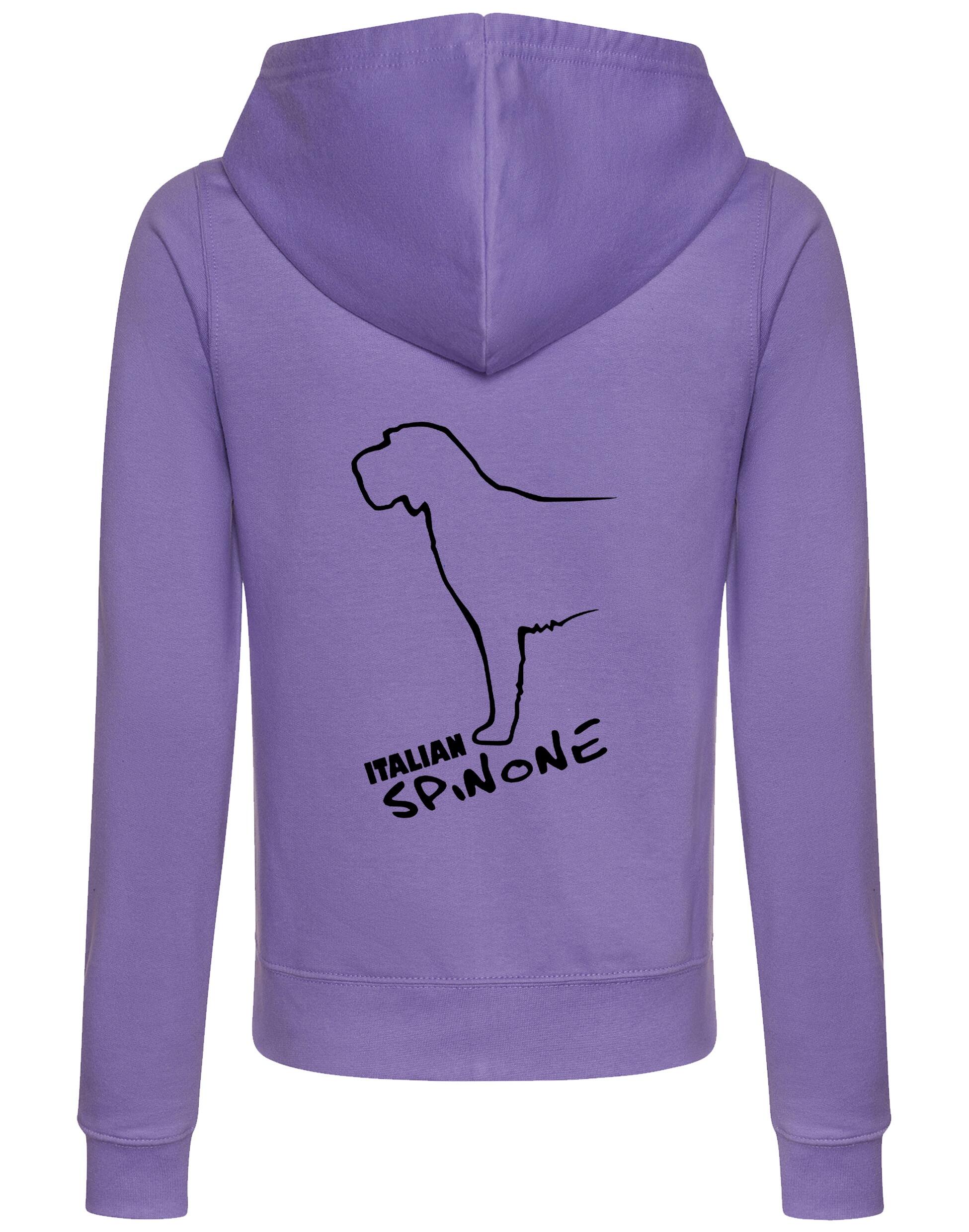 Italian Spinone women’s zipped hoodie featuring exclusive breed artwork, tailored fit, and functional details like a cozy hood and front pockets.
