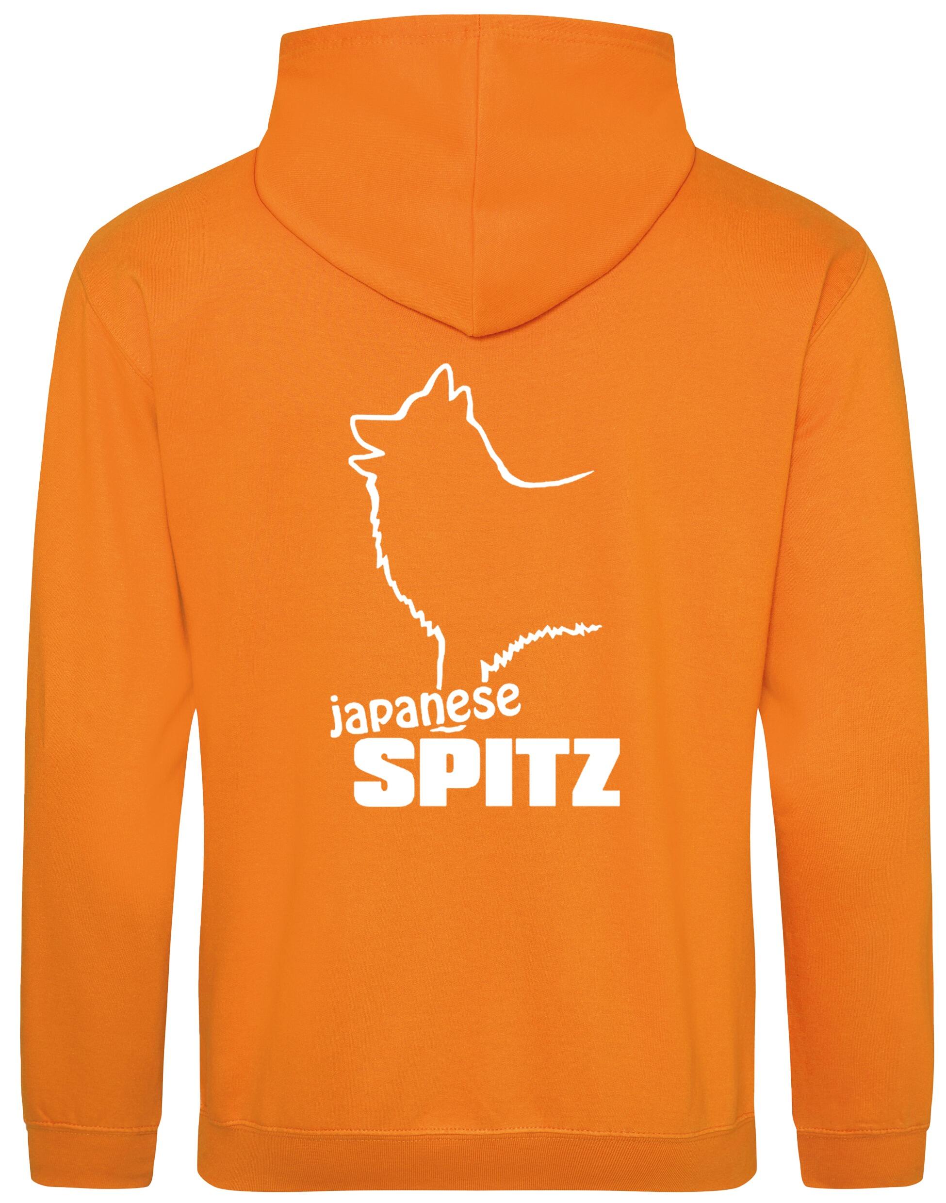 Pullover hoodie featuring exclusive Japanese Spitz artwork, a cozy fleece lining, and personalization options, designed for breed enthusiasts.