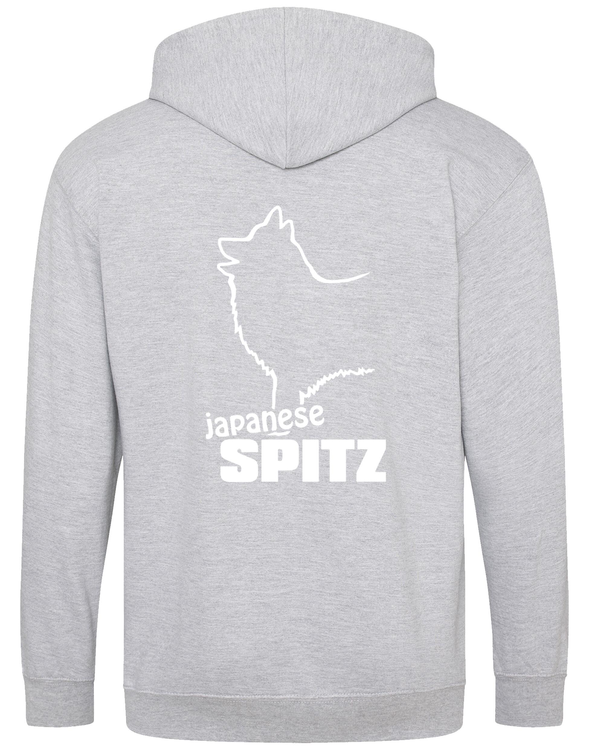 Zipped hoodie featuring exclusive Japanese Spitz artwork, a cozy hood, and practical pockets, designed for breed enthusiasts.
