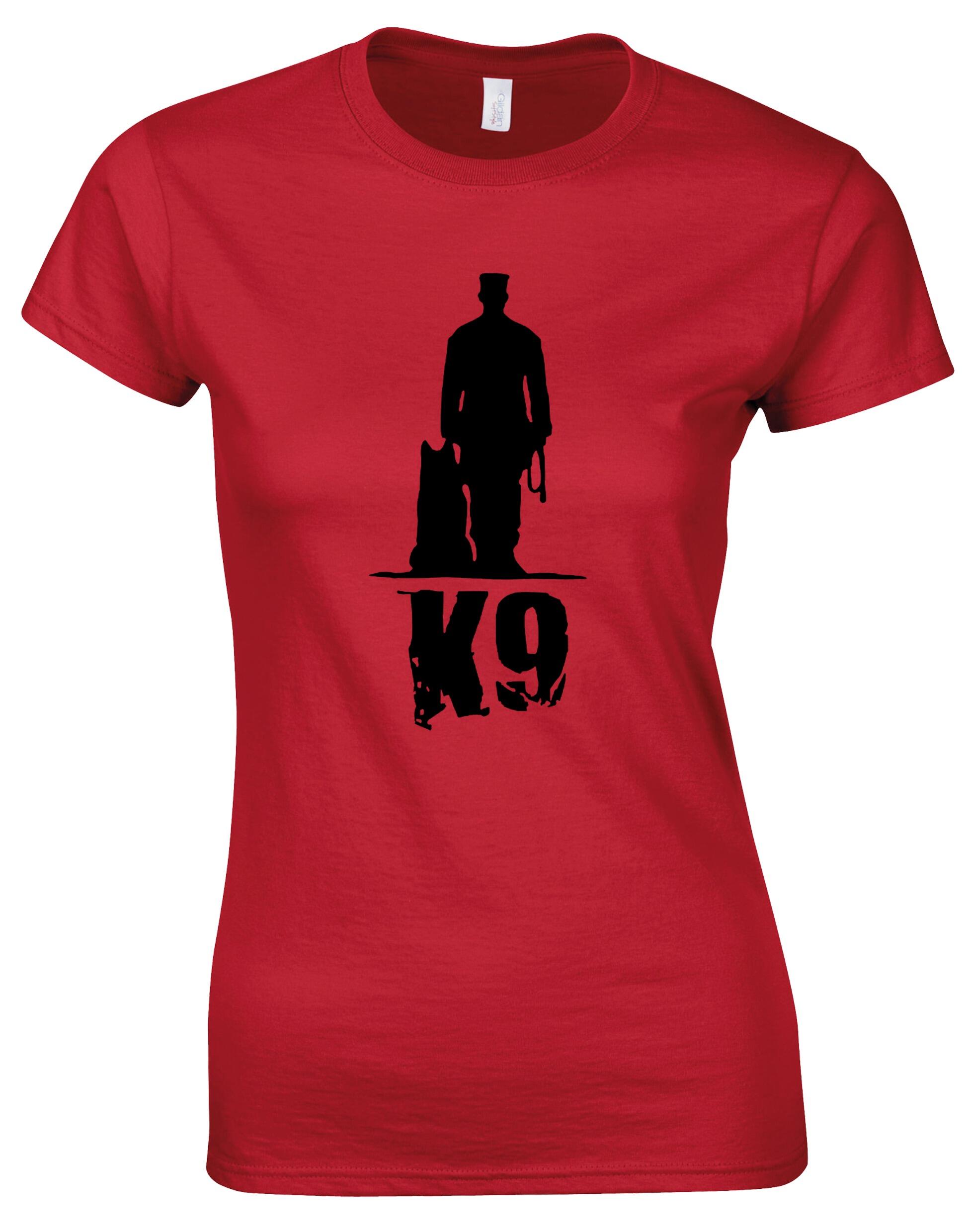 K9 Female Roundneck T-shirt featuring exclusive dog-inspired artwork, crafted from soft breathable cotton with a flattering feminine fit.
