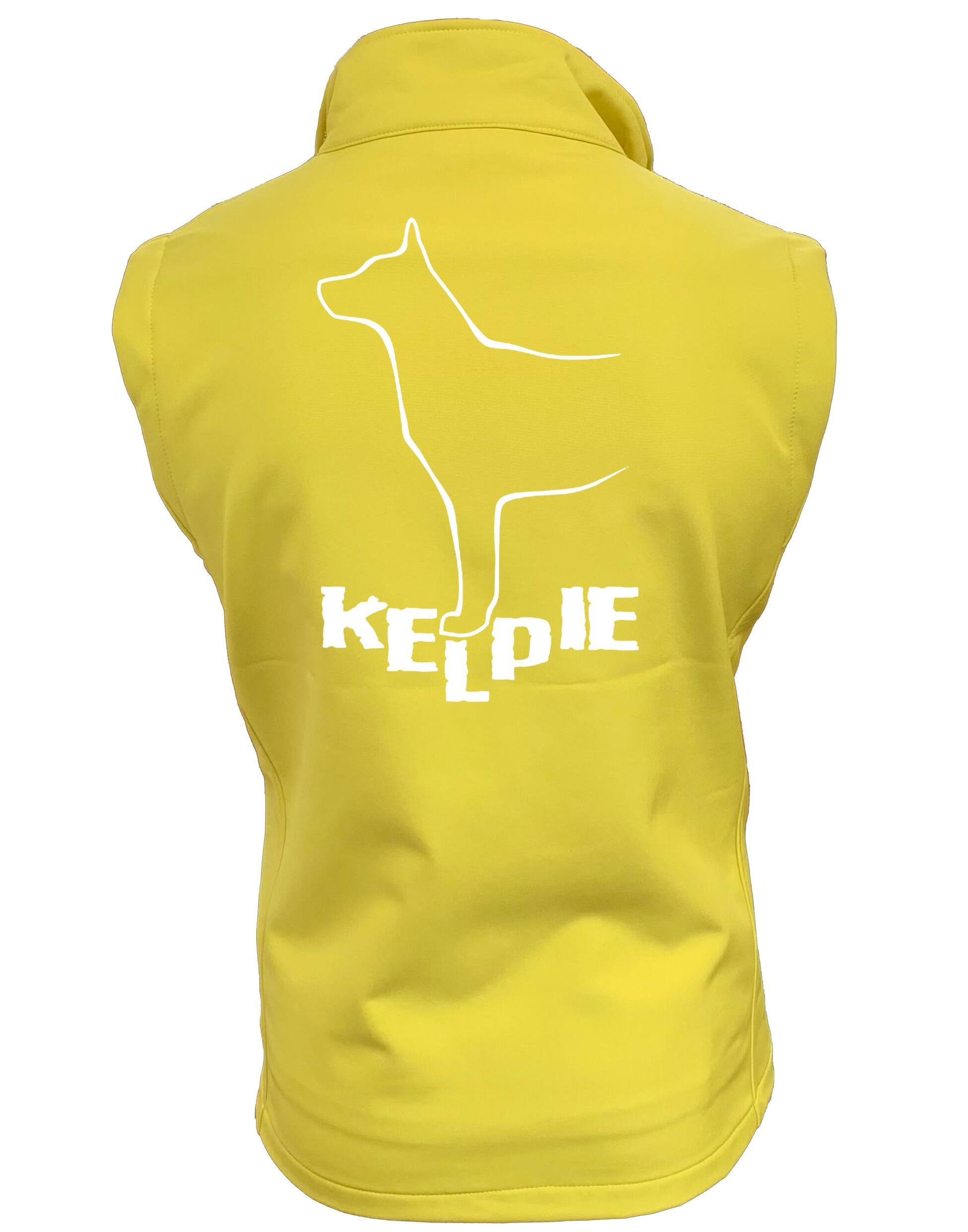 Kelpi Unisex Softshell Gilet with water-resistant fabric, cozy fleece lining, and exclusive Kelpi-inspired artwork, perfect for dog enthusiasts and outdoor adventures.