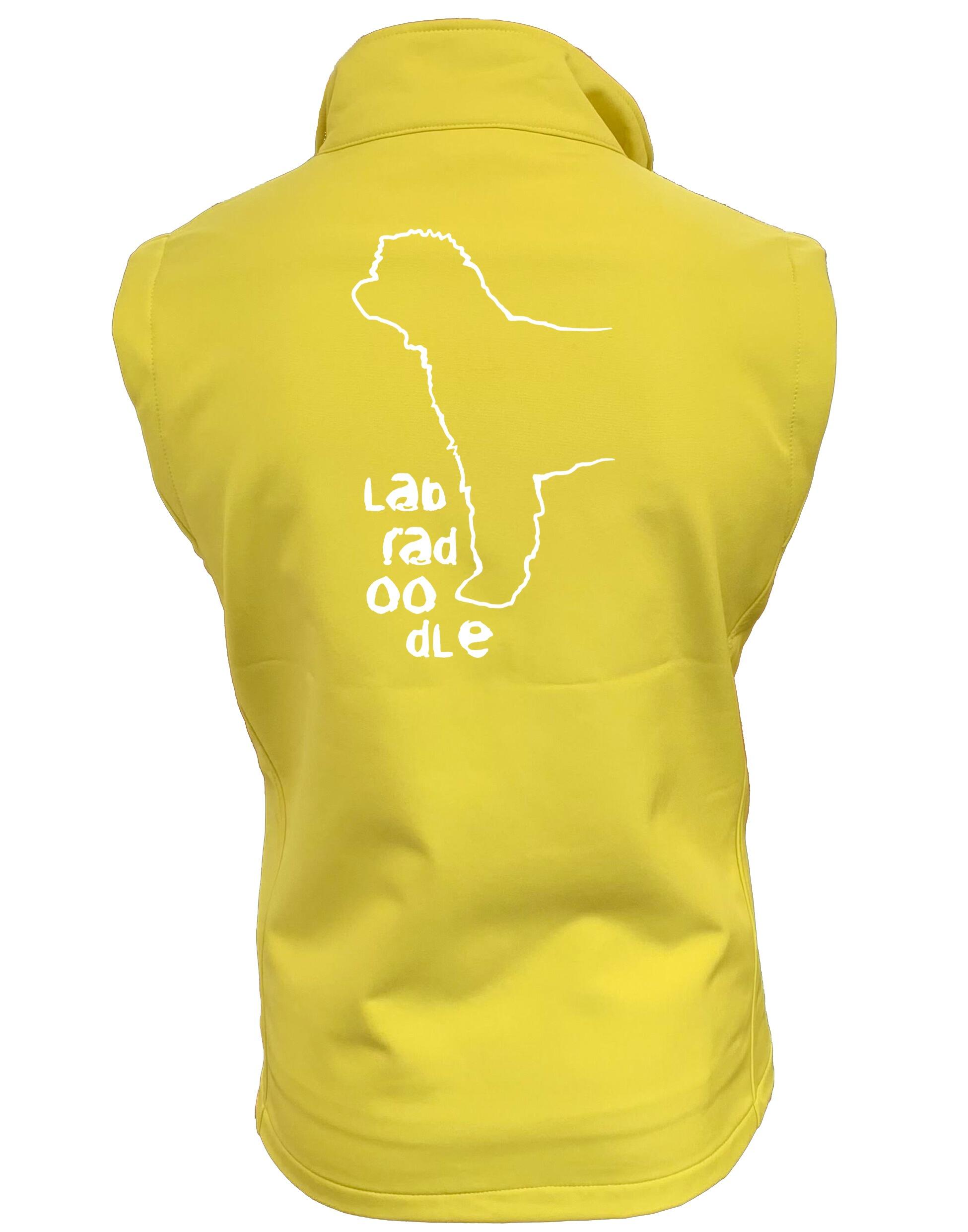 Unisex Softshell Gilet with exclusive Labradoodle artwork, lightweight and water-resistant, designed for outdoor adventures and Labradoodle enthusiasts.