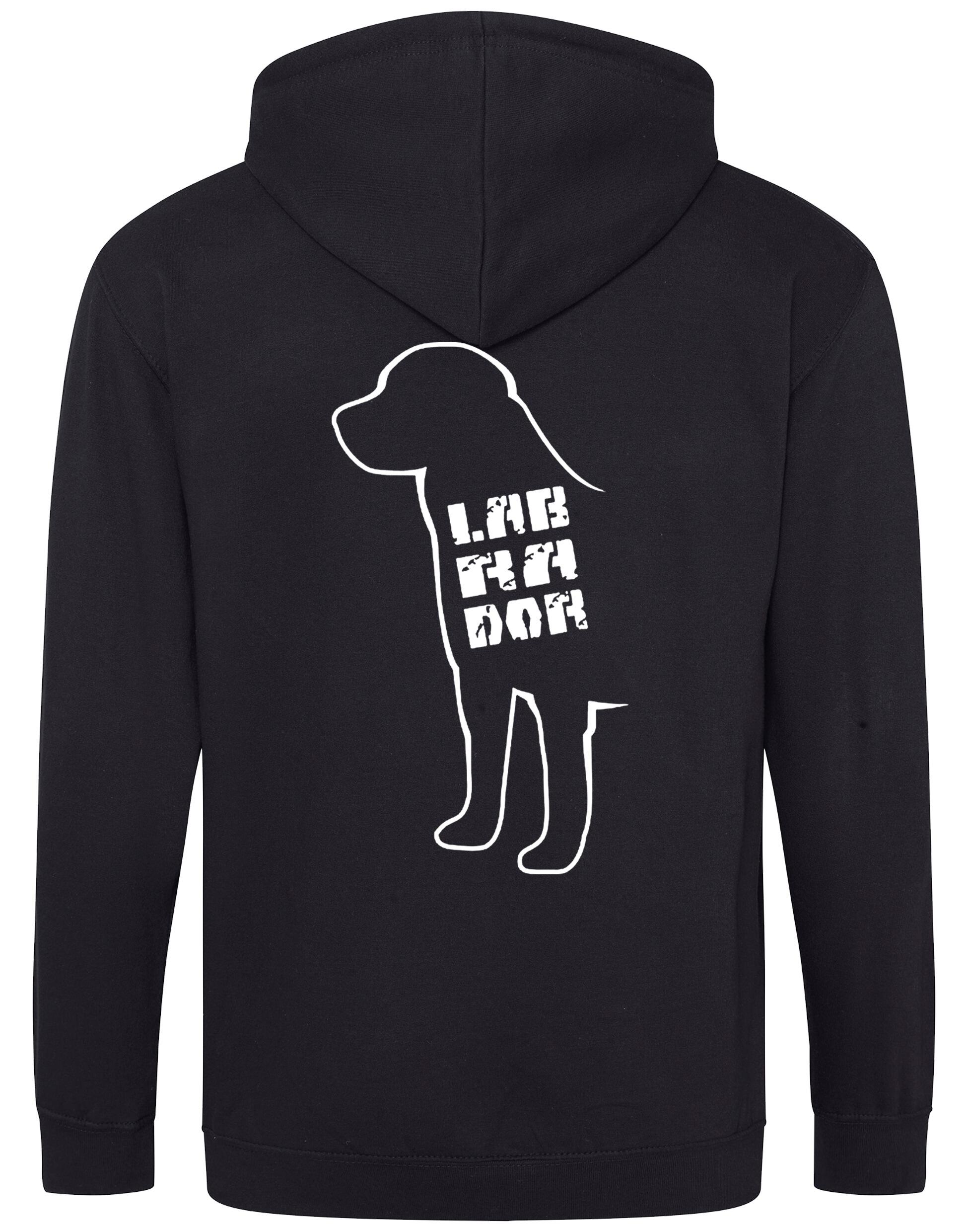 Labrador zipped hoodie with exclusive breed artwork and customization options, perfect for Labrador enthusiasts seeking warmth and style.
