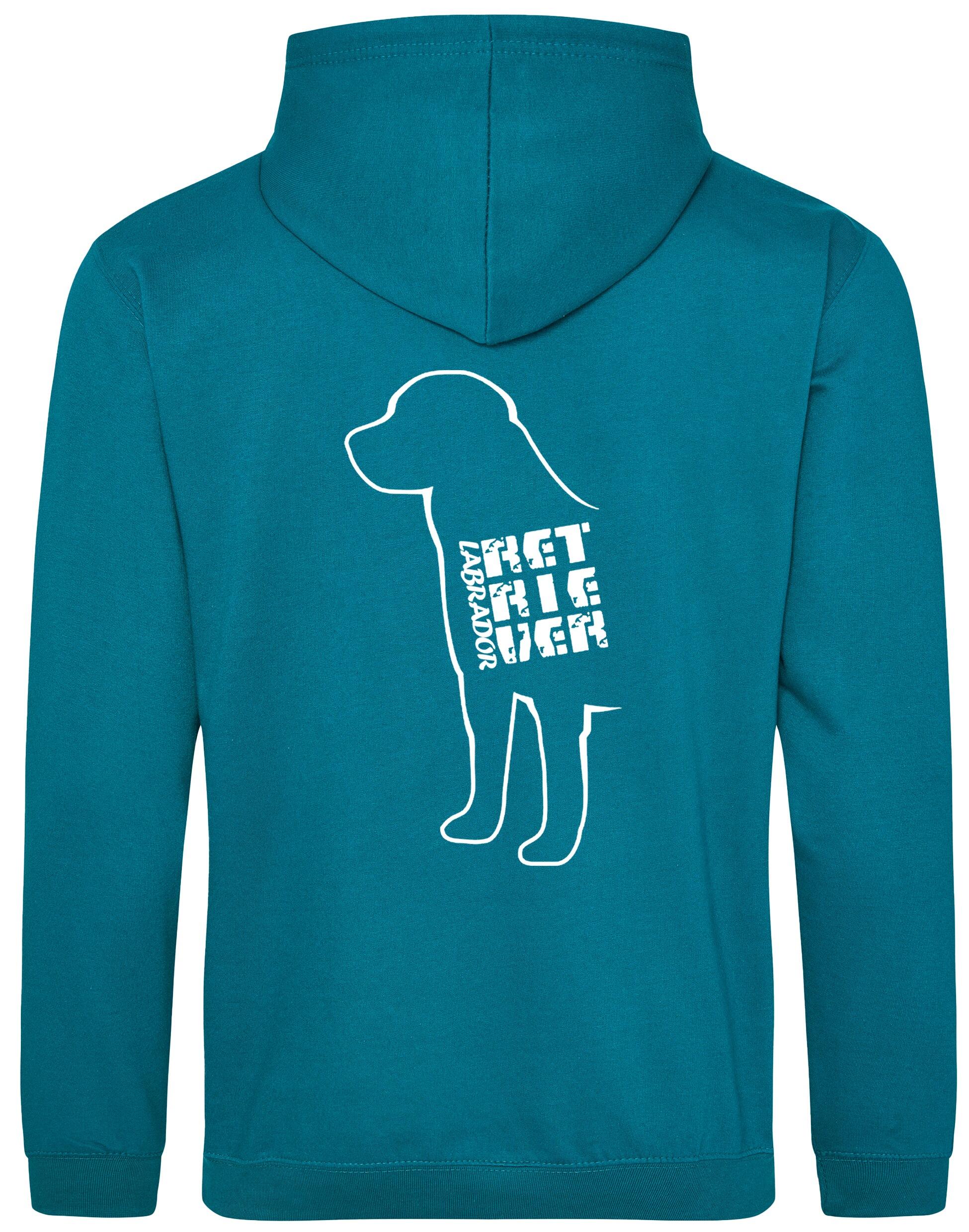 Pullover hoodie with exclusive Labrador Retriever artwork, featuring a brushed fleece interior, kangaroo pocket, and personalization options for ultimate comfort and style.