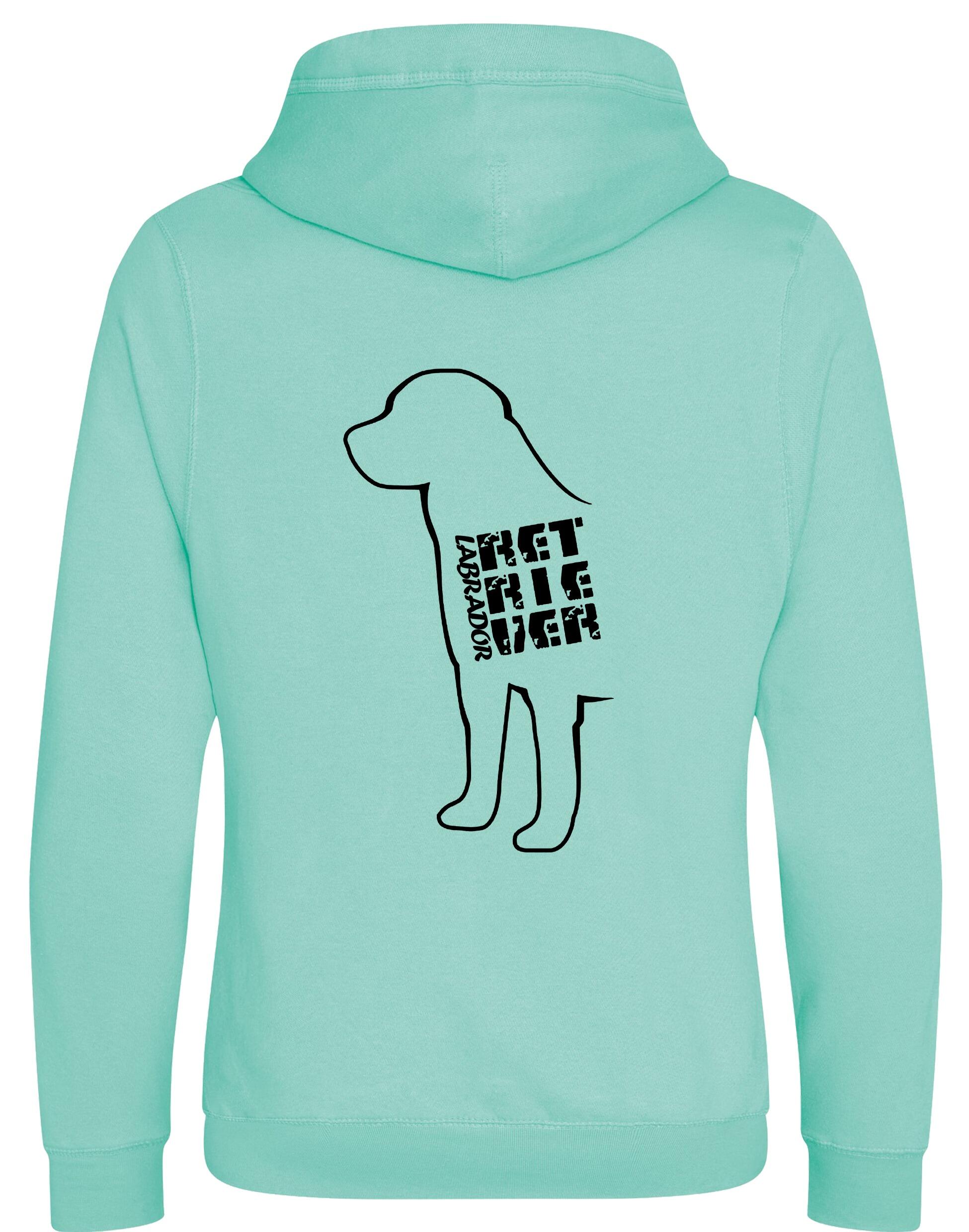 Unisex crossneck pullover hoodie featuring exclusive Labrador Retriever artwork on the back, crafted from heavy-blend fabric with a brushed fleece interior and practical kangaroo pocket.