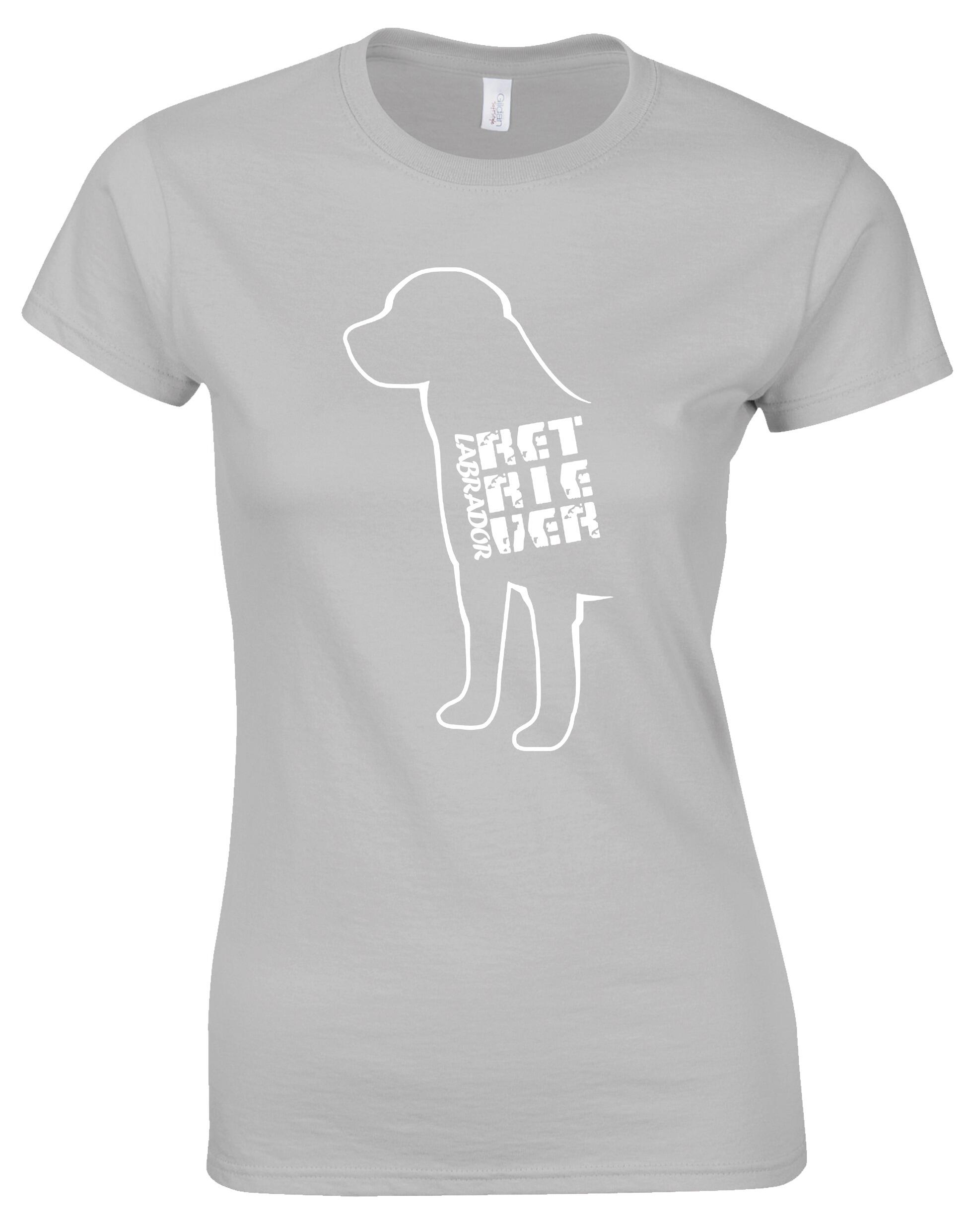 Female roundneck T-shirt featuring exclusive Labrador Retriever artwork, crafted from soft premium cotton with a flattering feminine fit and a classic neckline.