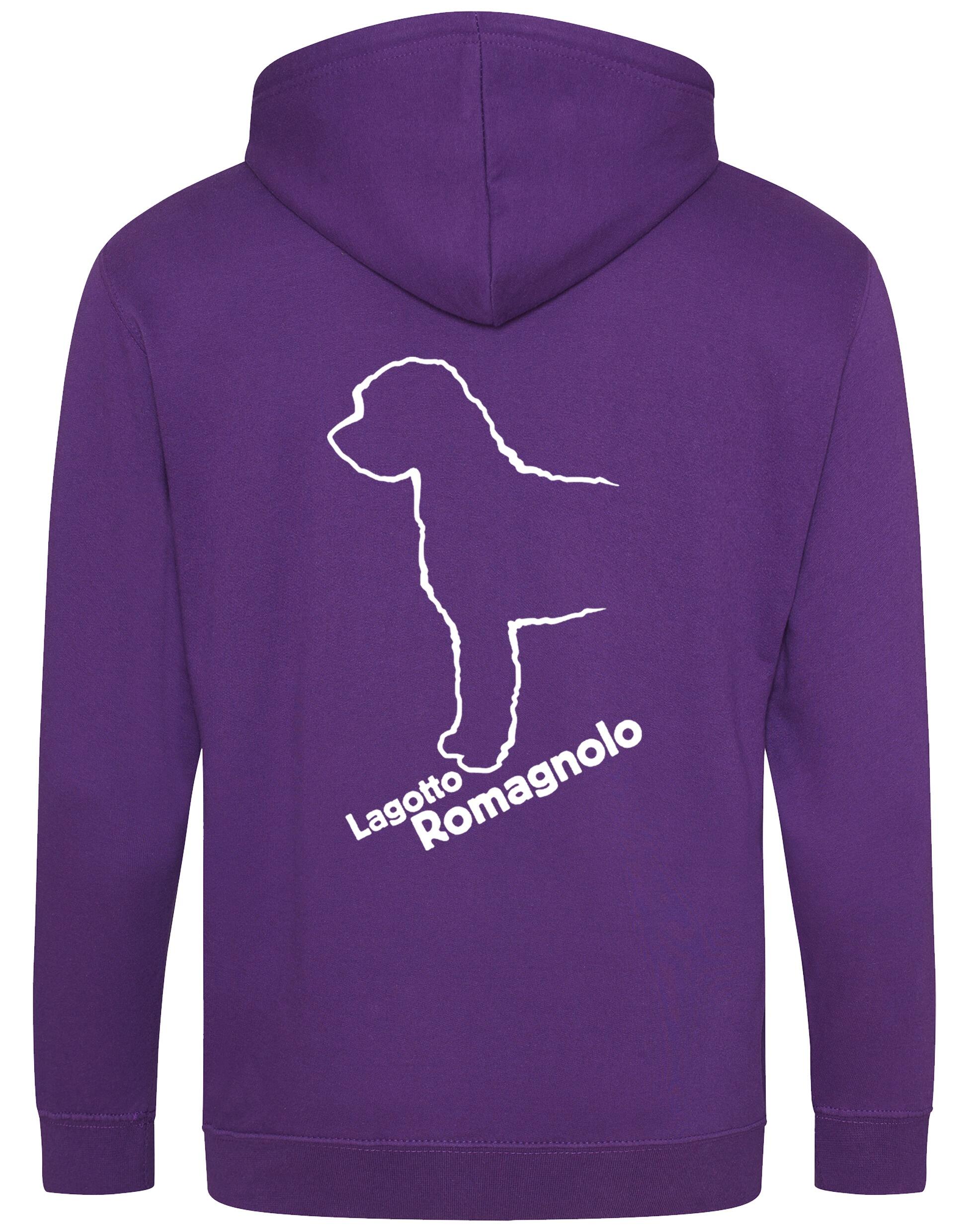 Lagotto Romagnolo Zipped Hoodie featuring exclusive breed artwork, a cosy fleece interior, and practical front pockets.