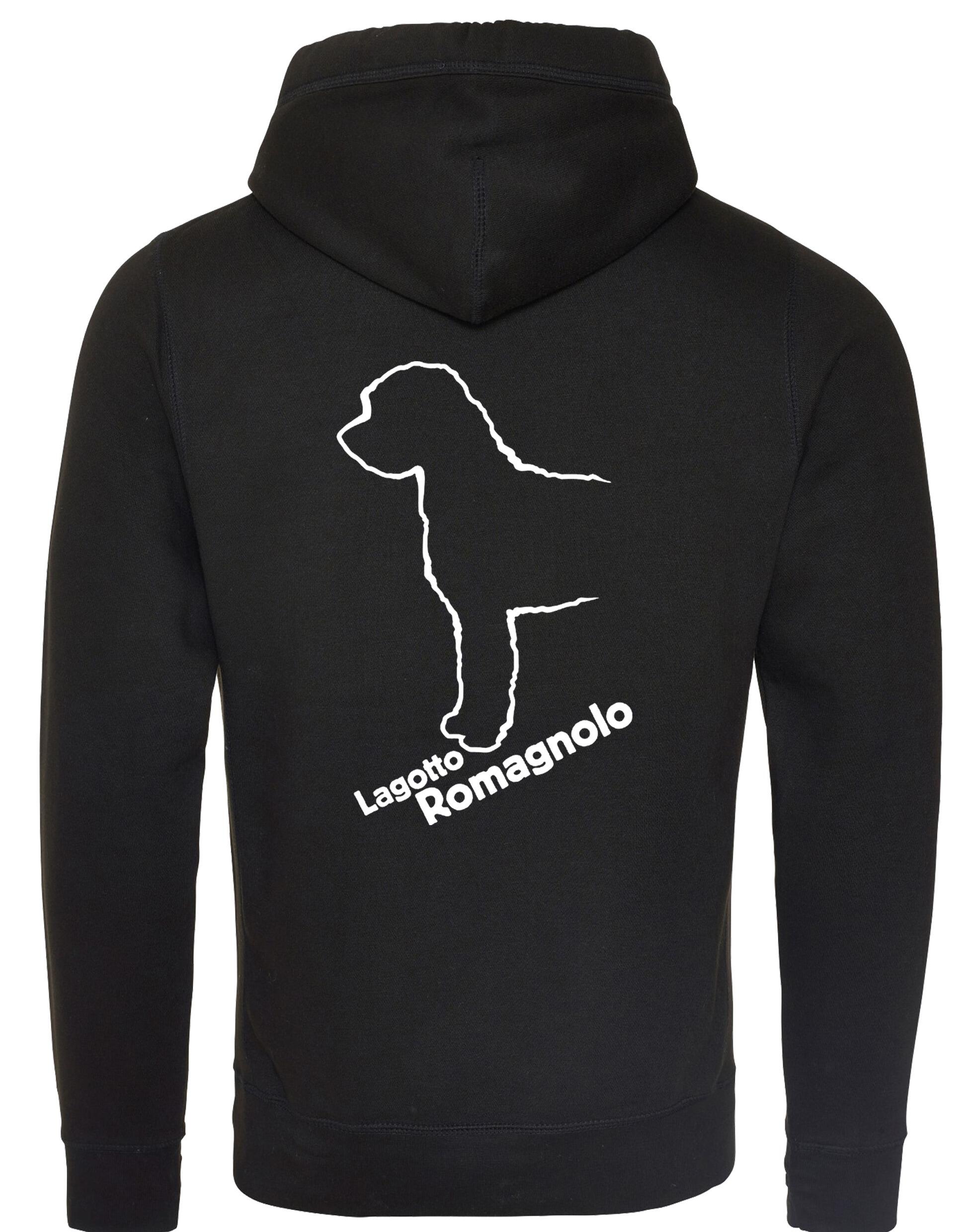 Lagotto Romagnolo Crossneck Hoodie featuring exclusive breed artwork, cosy fleece interior, and a practical kangaroo pocket.