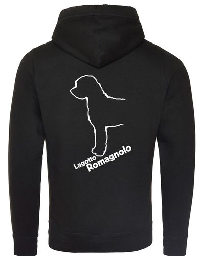 Lagotto Romagnolo Crossneck Hoodie featuring exclusive breed artwork, cosy fleece interior, and a practical kangaroo pocket.