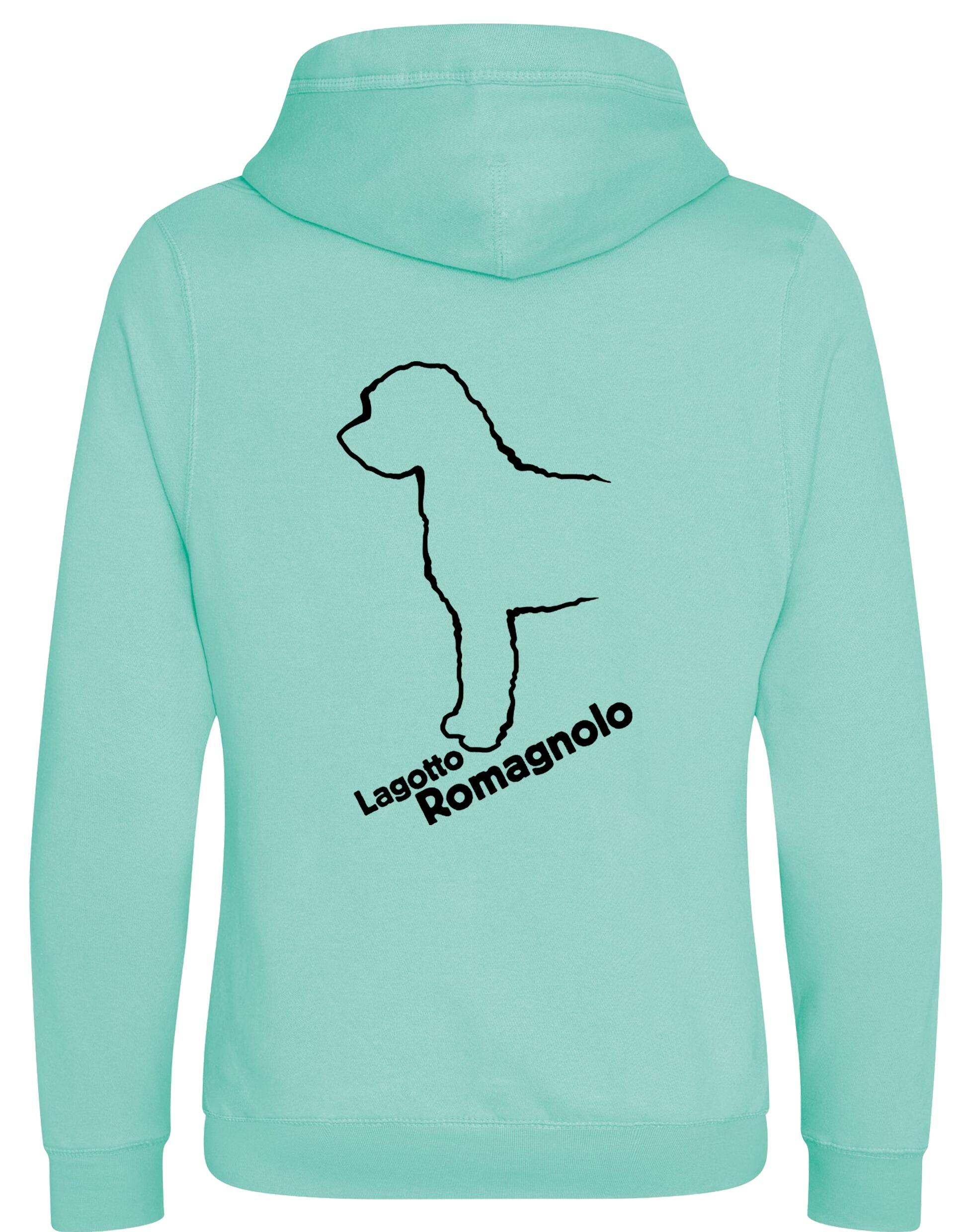 Lagotto Romagnolo Crossneck Hoodie featuring exclusive breed artwork, cosy fleece interior, and a practical kangaroo pocket.