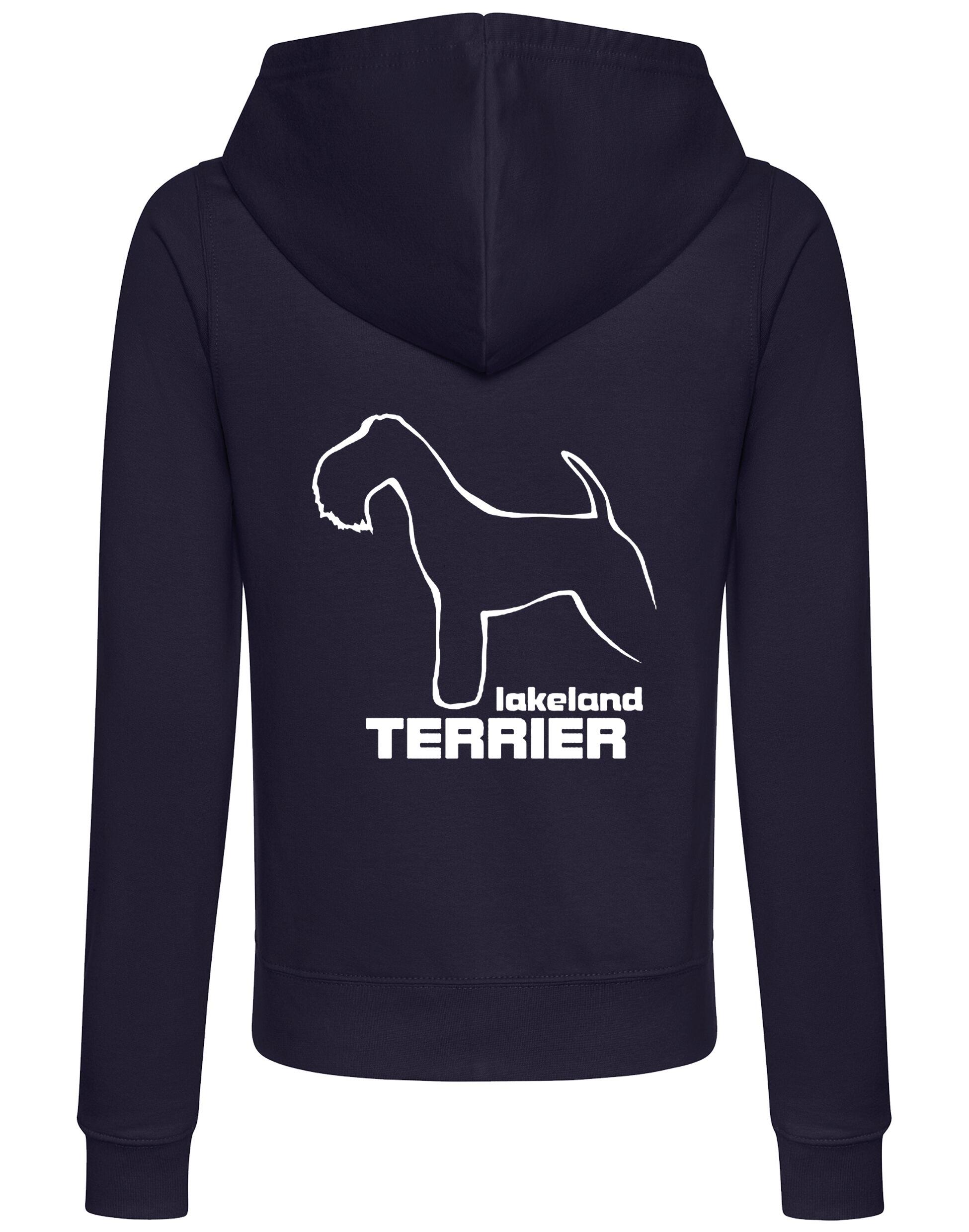 Stylish Lakeland Terrier women’s zipped hoodie with exclusive breed artwork and practical design.