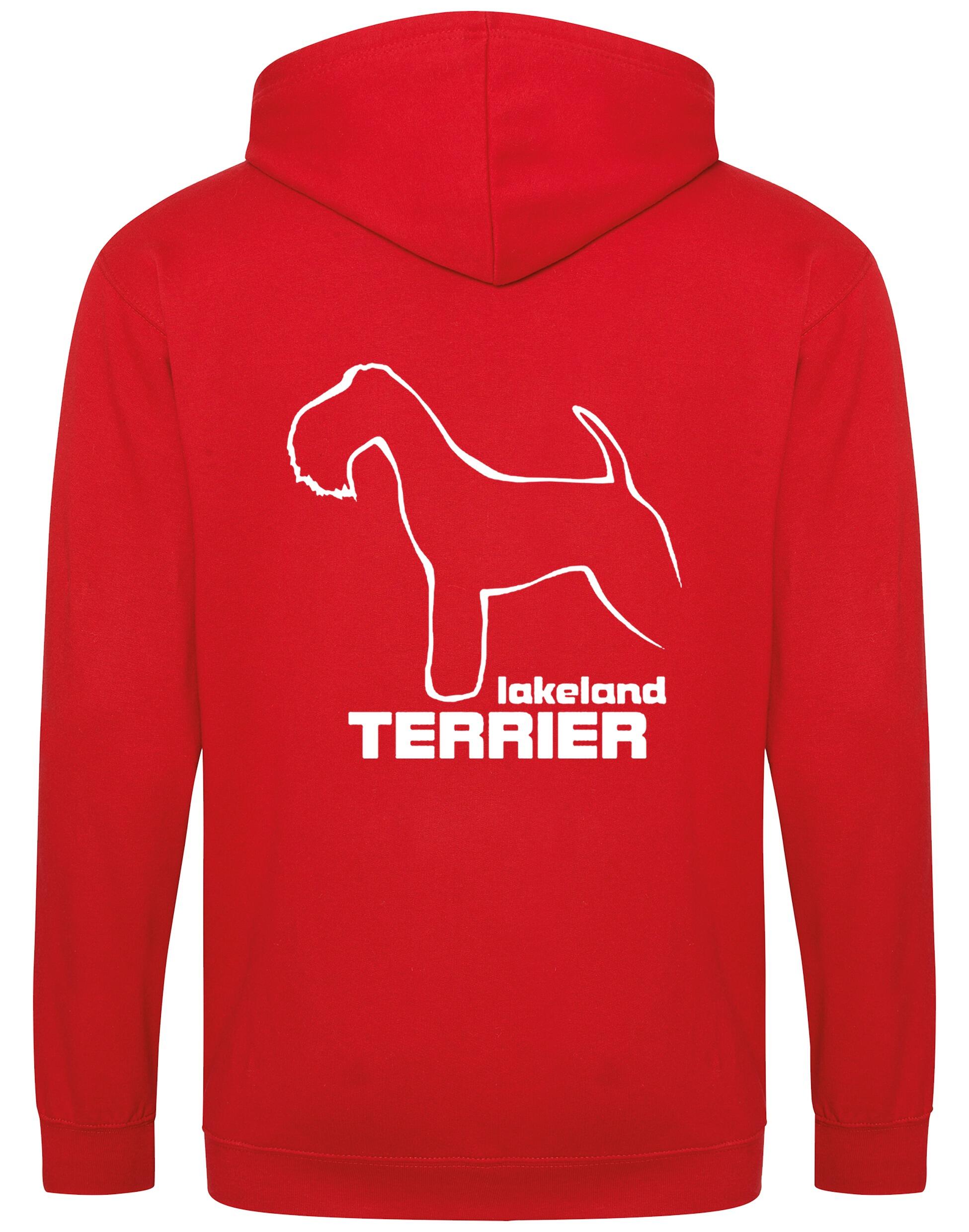 Stylish Lakeland Terrier zipped hoodie with exclusive breed artwork and personalisation options.