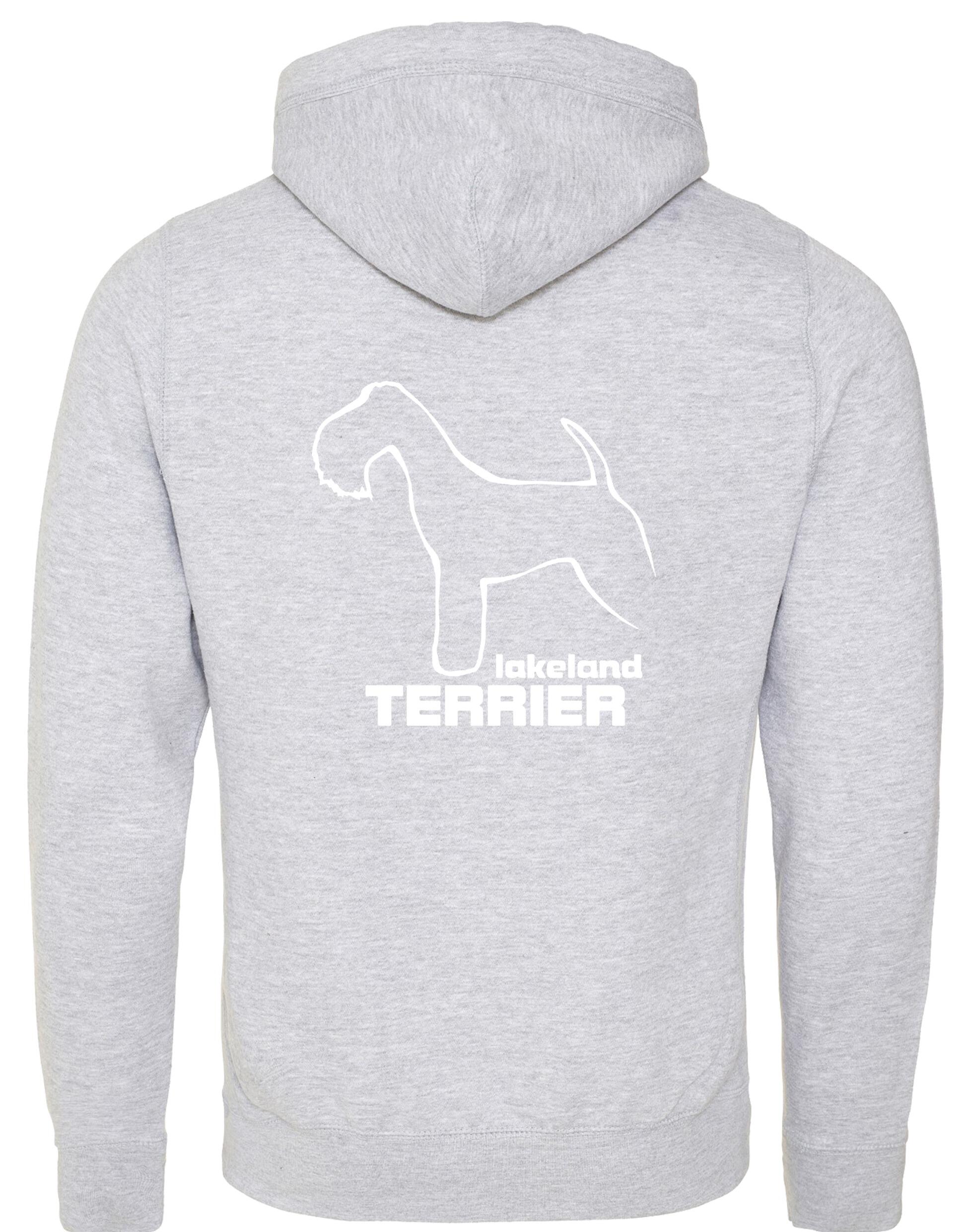 Stylish Lakeland Terrier crossneck pullover hoodie with exclusive breed artwork and cosy fleece interior.
