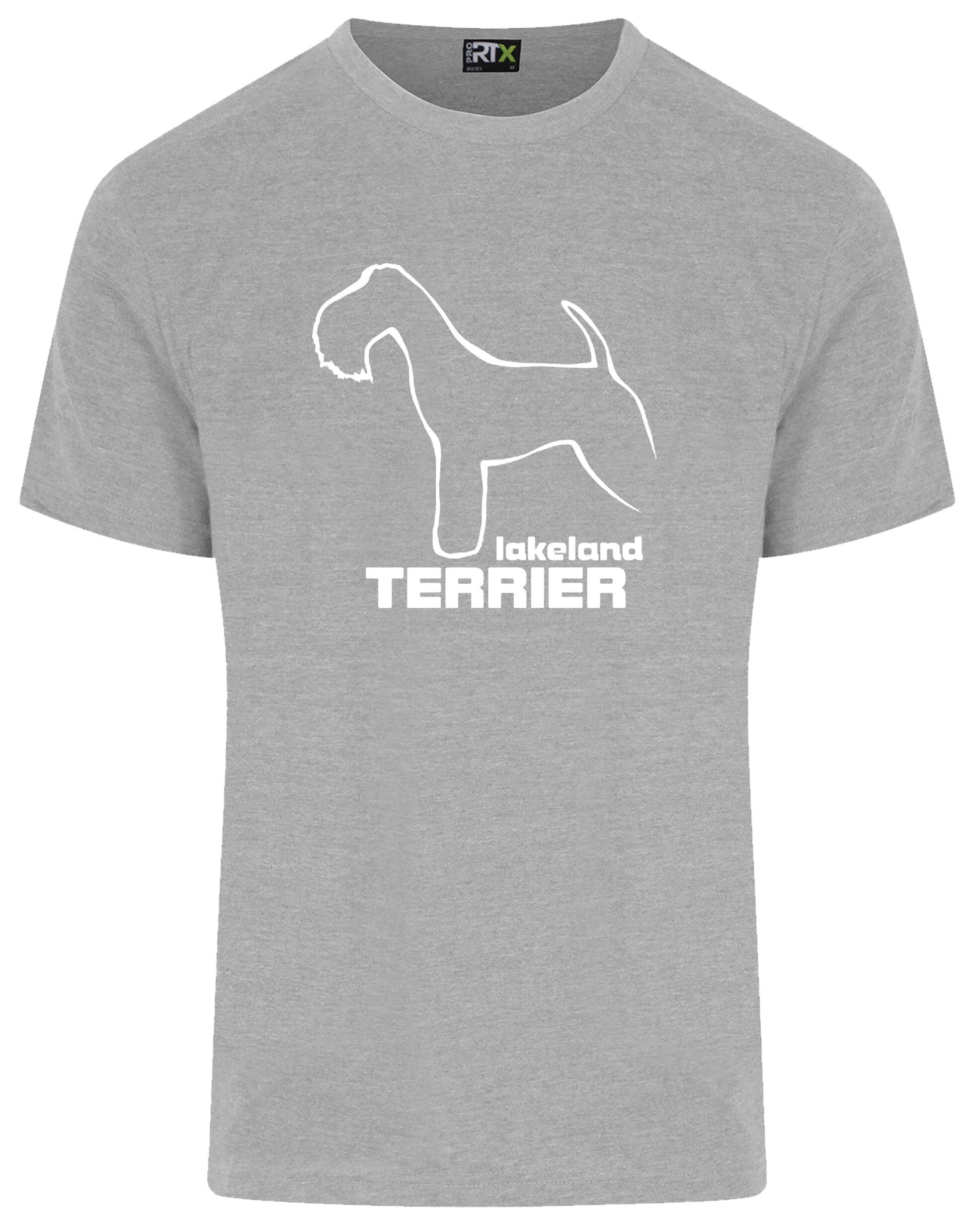 Unisex roundneck T-shirt featuring an exclusive Lakeland Terrier design in premium cotton fabric.