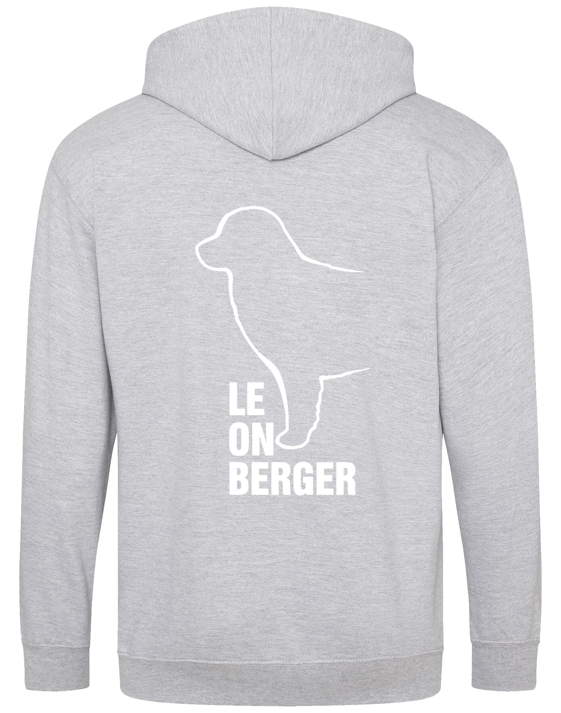 Leonberger zipped hoodie with exclusive breed artwork, personalised details, and practical full-zip design.