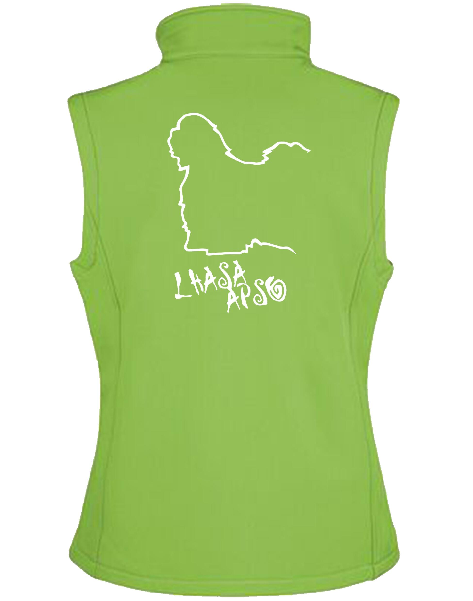 Lhasa Apso Women’s Softshell Gilet with exclusive breed design, water-resistant fabric, and personalisation options for stylish comfort.