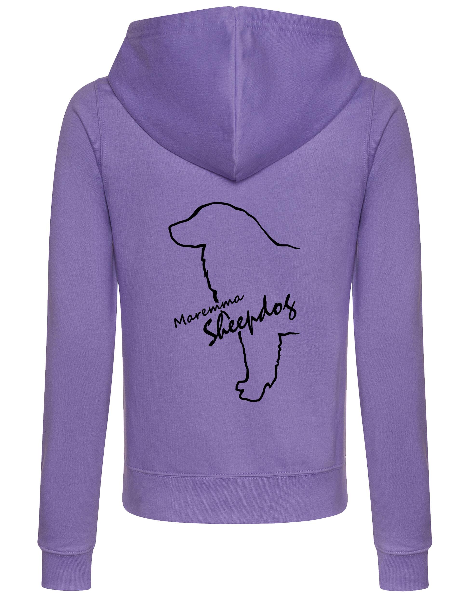 Maremma Sheepdog women’s zipped hoodie featuring exclusive breed artwork, a feminine fit, and practical front pockets