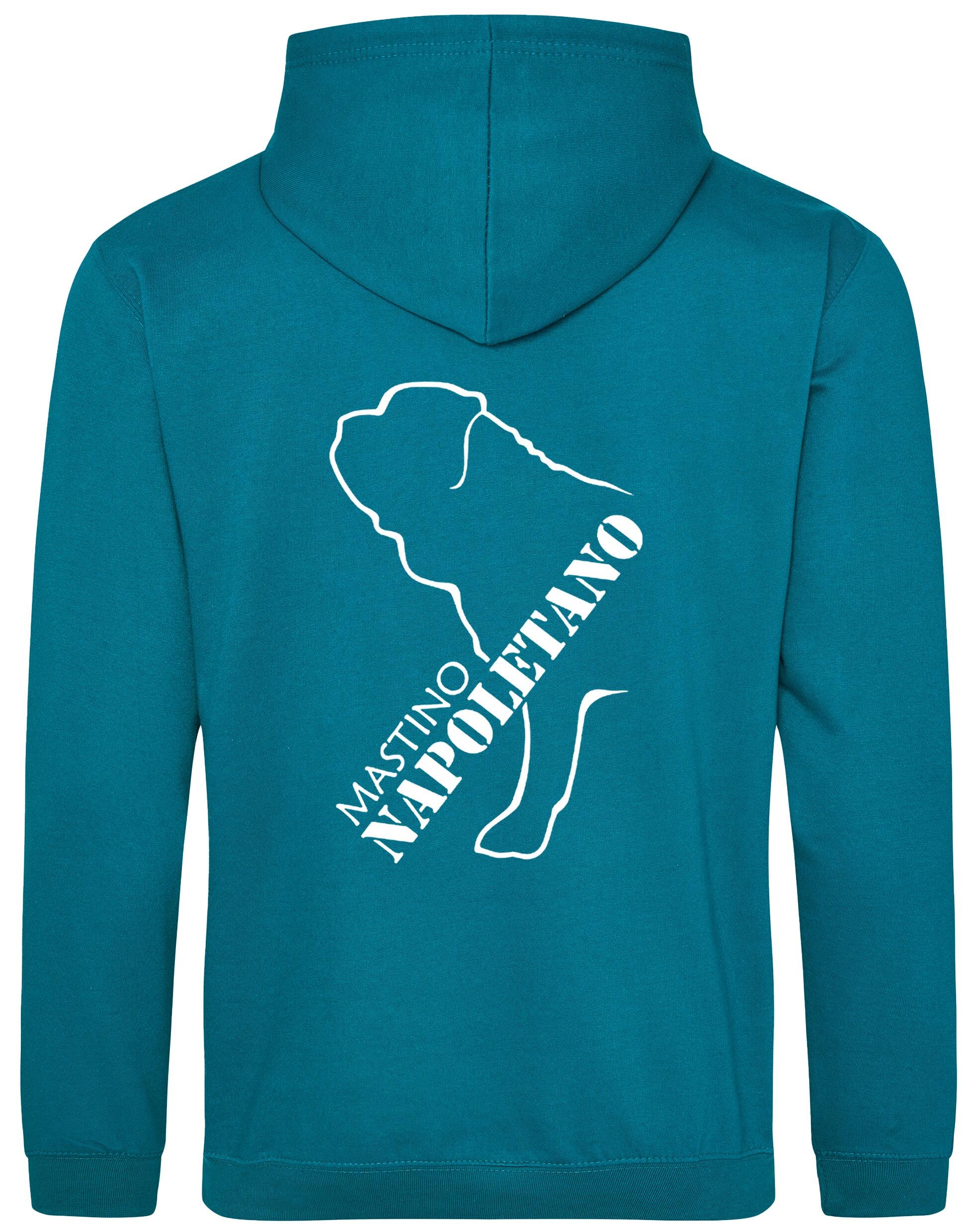 Mastino Napoletano Pullover Hoodie featuring exclusive breed artwork, brushed fleece lining, and customisation options for stylish comfort and practicality.