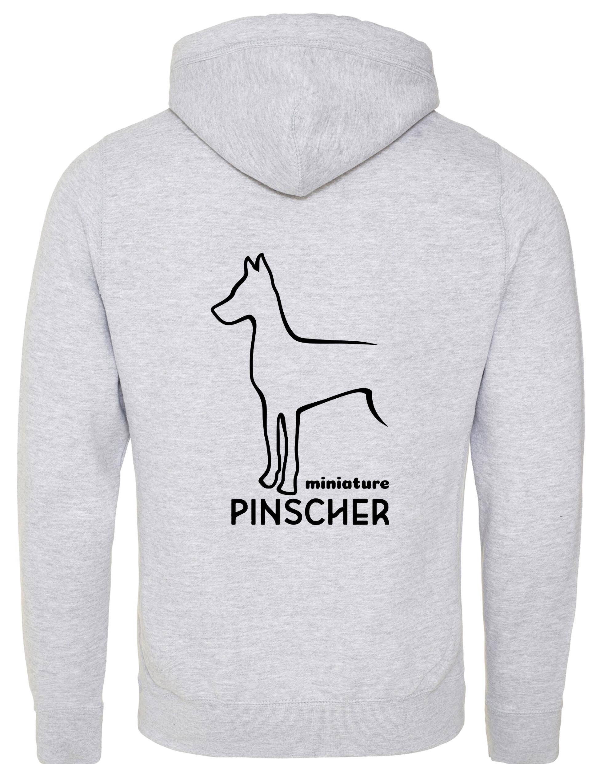 Miniature Pinscher Crossneck Pullover Hoodie with exclusive breed design, soft fleece lining, and modern crossneck style.