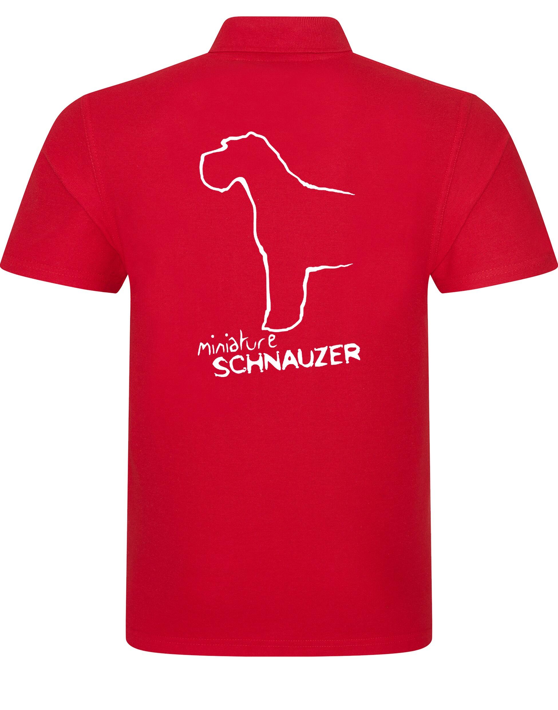 Miniature Schnauzer Unisex Cotton Polo featuring exclusive breed artwork, breathable cotton fabric, and a relaxed fit for comfort and style.