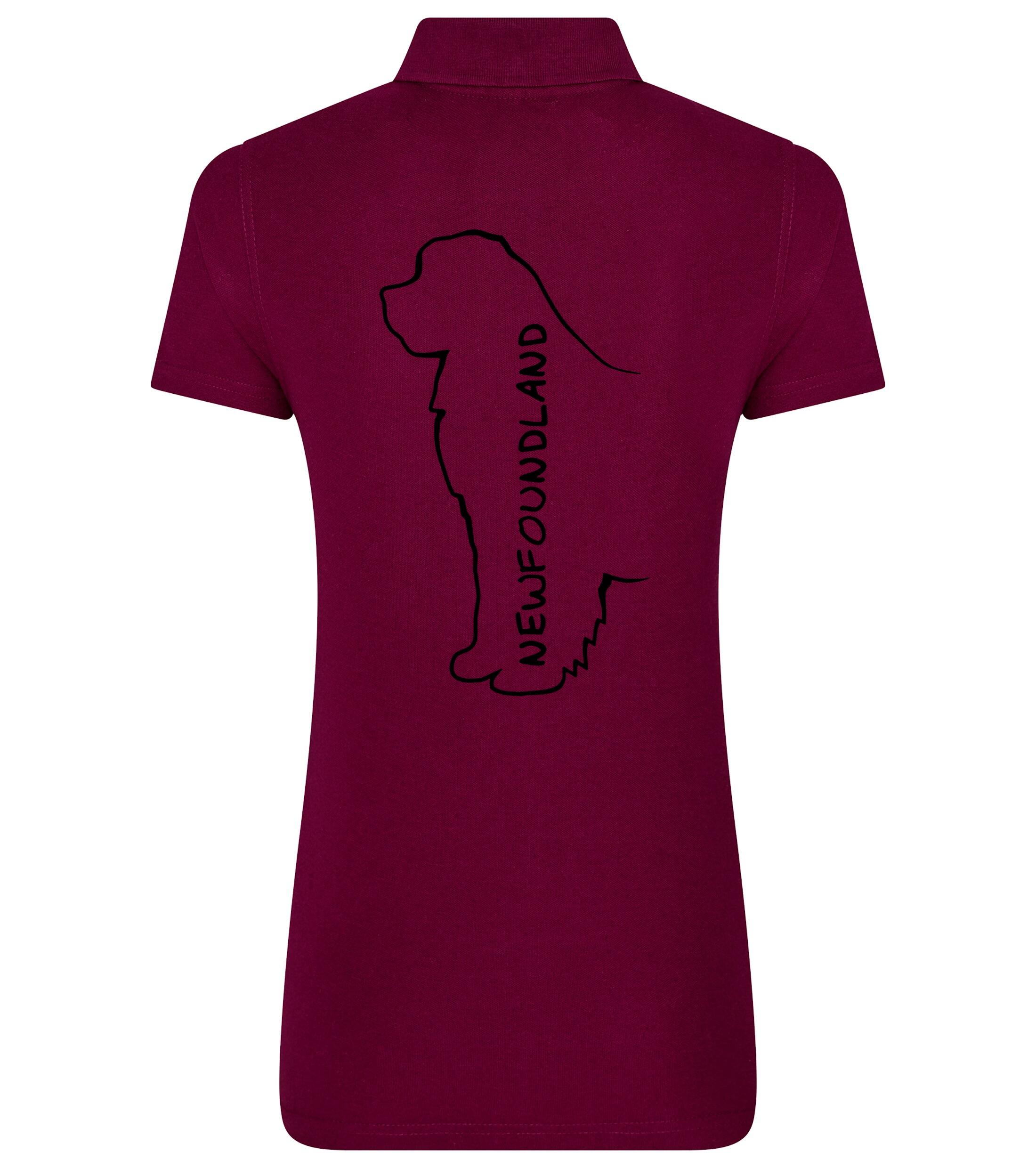Women's Cotton Polo featuring exclusive Newfoundland dog breed design on the back, crafted from breathable, soft premium cotton with a flattering feminine fit, perfect for casual outings, dog events, and everyday comfort.