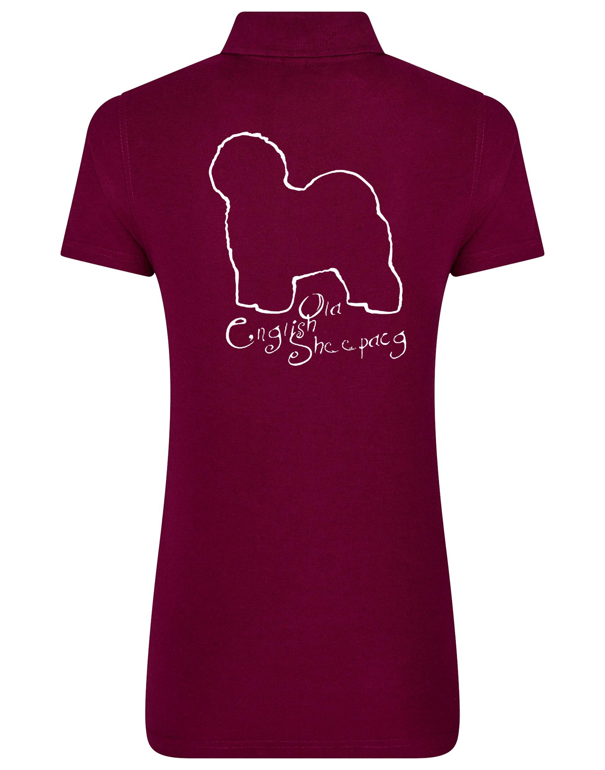 Old English Sheepdog Women's Cotton Polo – lightweight, breathable cotton, feminine fit, and exclusive breed artwork. A chic and comfortable choice for dog lovers.