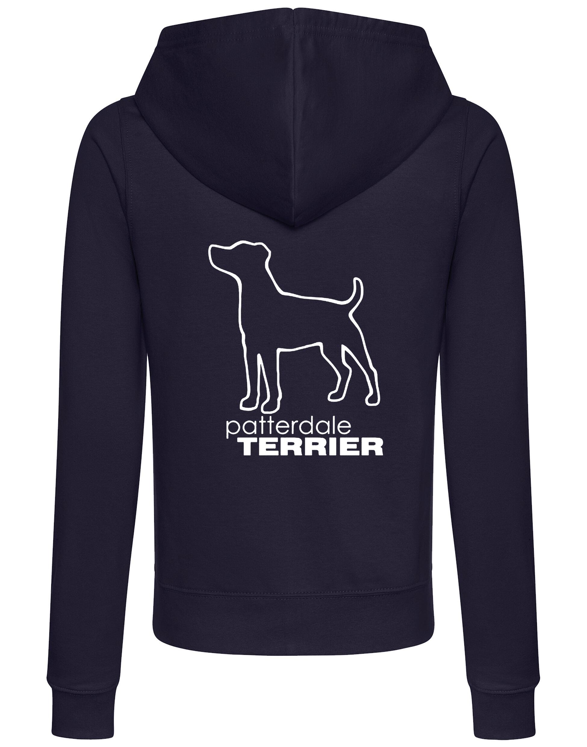 Patterdale Terrier Women’s Zipped Hoodie – lightweight yet cozy hoodie featuring exclusive breed artwork, full-zip closure, front pockets, and a comfortable hood, perfect for dog lovers and active lifestyles.