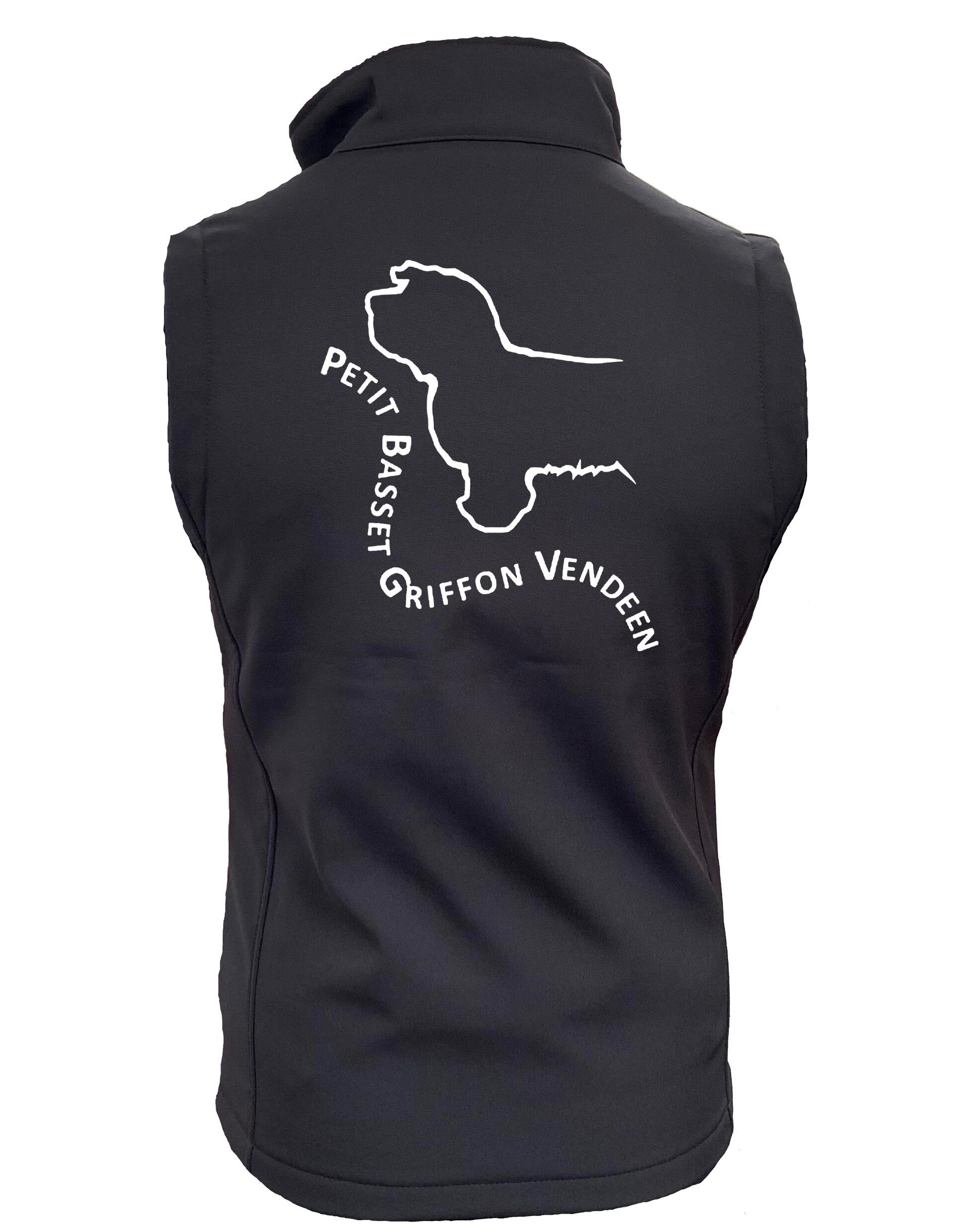 Petit Basset Griffon Vendéen Unisex Softshell Jacket – high-quality, water-resistant jacket featuring exclusive PBGV artwork on the back, fleece-lined for warmth, and a comfortable unisex fit.