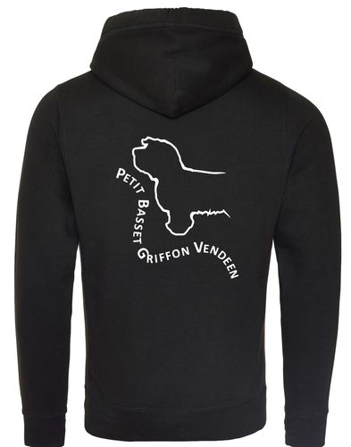 Petit Basset Griffon Vendéen Crossneck Pullover Hoodie – fleece-lined hoodie with exclusive breed artwork, crossneck hood, and kangaroo pocket for warmth and style.