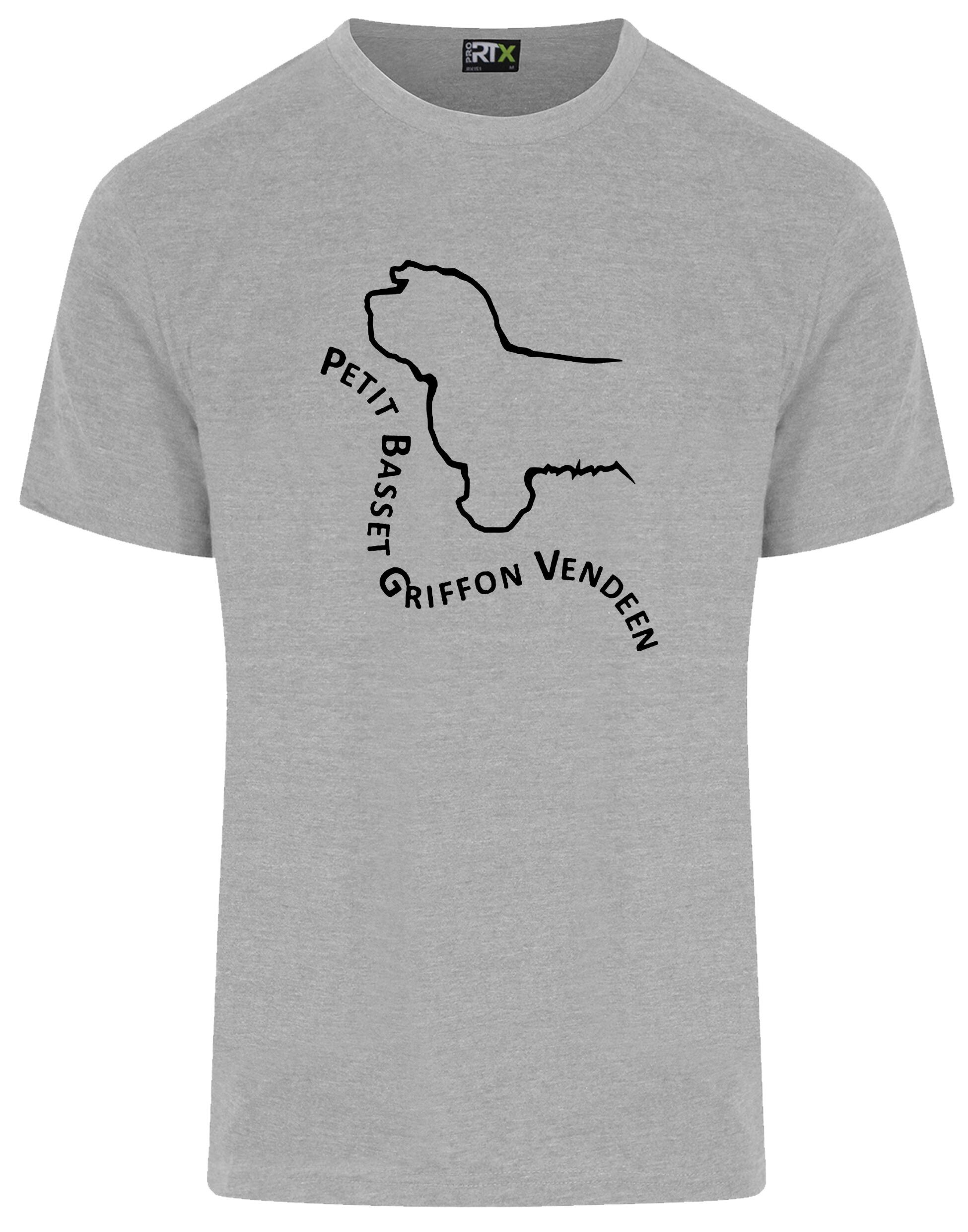 Petit Basset Griffon Vendéen Unisex Roundneck T-Shirt – premium cotton t-shirt with exclusive breed artwork, lightweight and breathable fabric, relaxed fit, and classic round neckline for casual comfort.